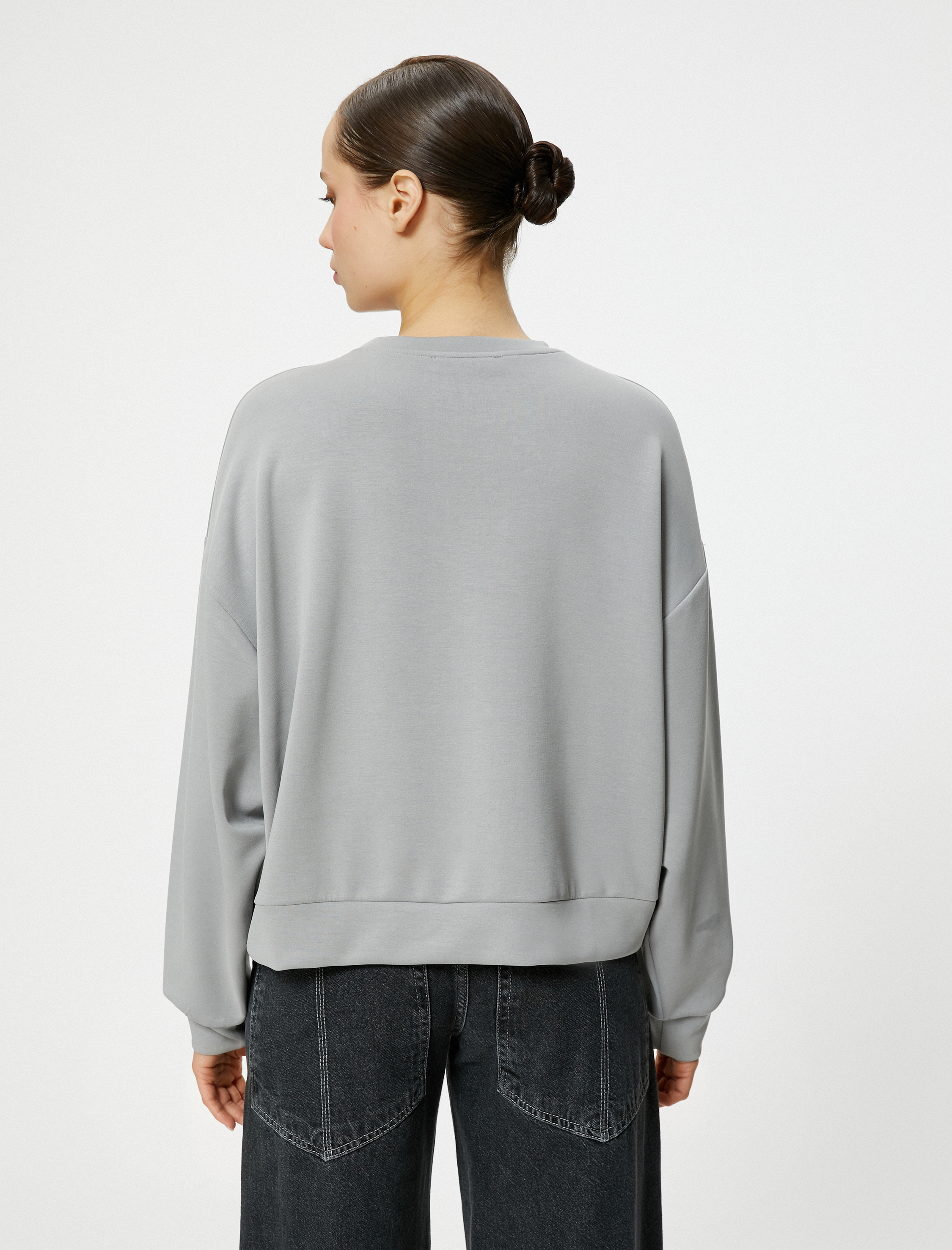   Basic Sweatshirt Bisiklet Yaka Modal Karışımlı