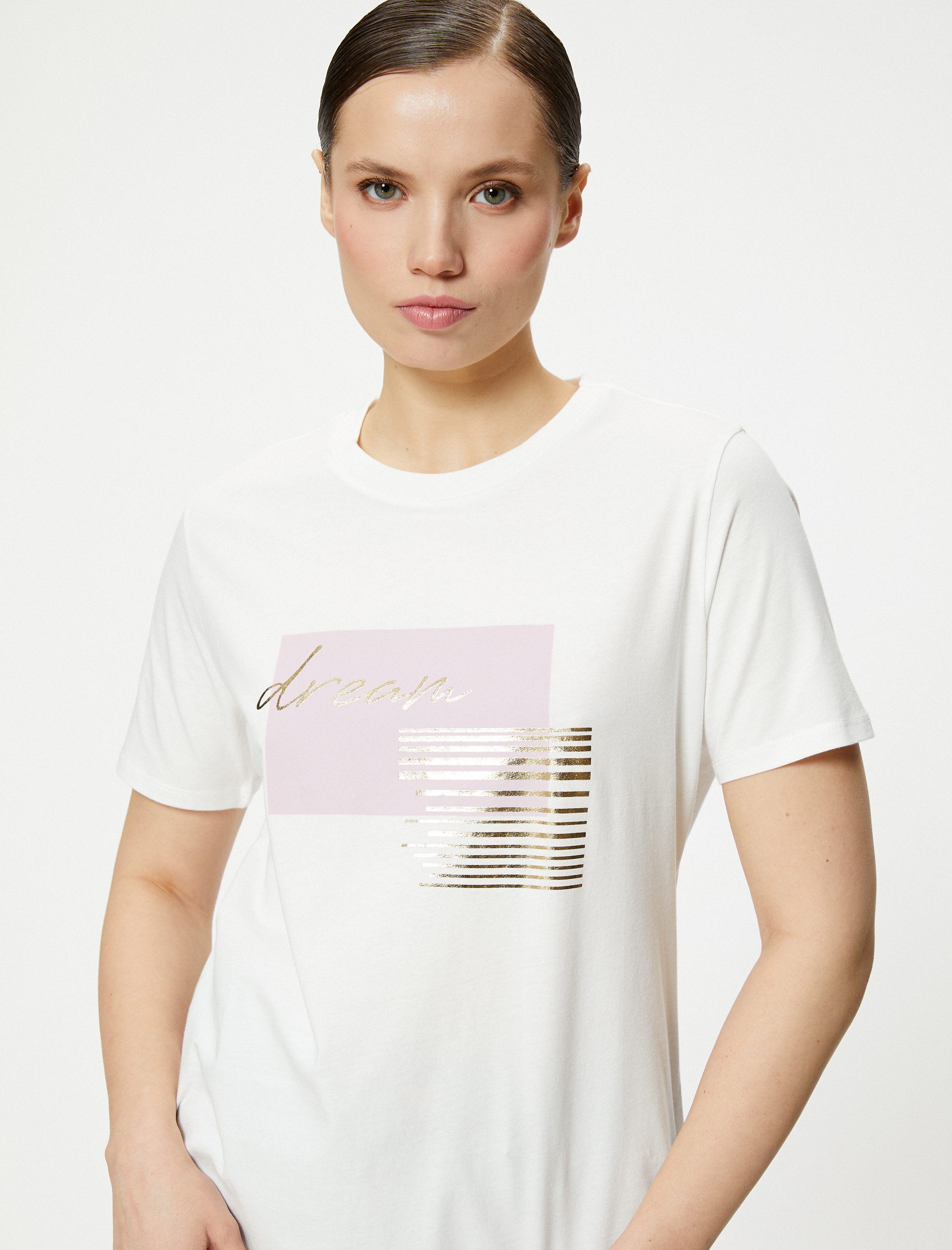   Slogan Baskılı Tişört Bisiklet Yaka Kısa Kollu Pamuklu Standart Kesim