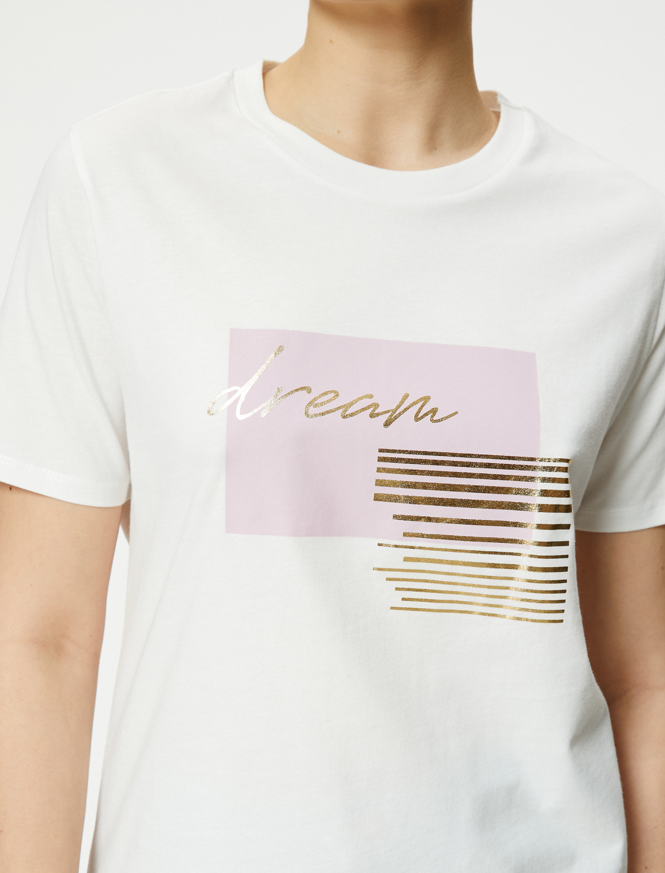   Slogan Baskılı Tişört Bisiklet Yaka Kısa Kollu Pamuklu Standart Kesim