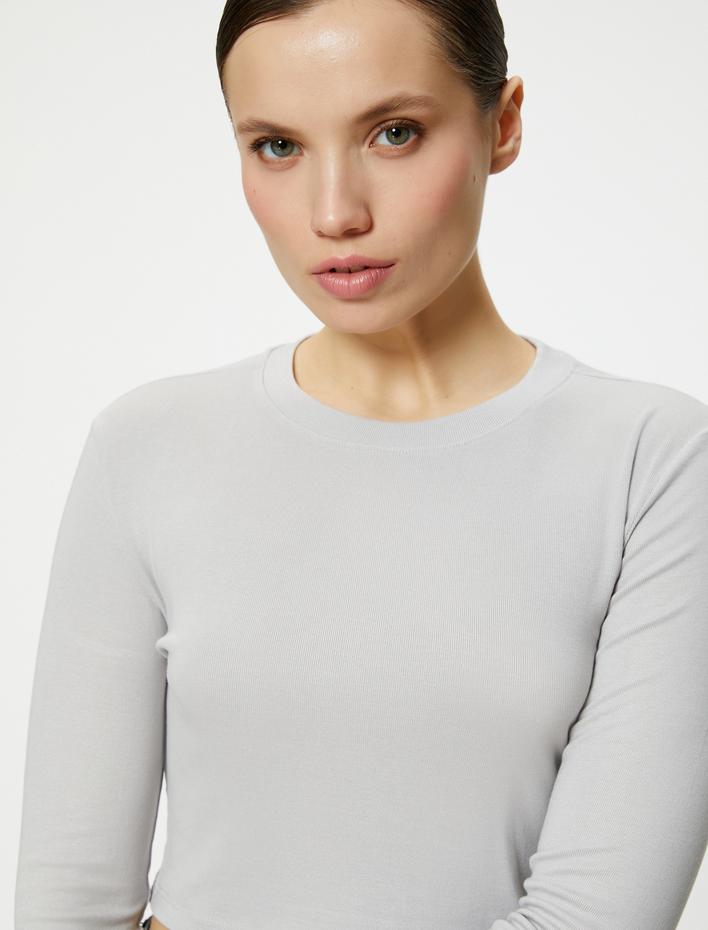  Crop Uzun Kollu Body Bisiklet Yaka Viskon