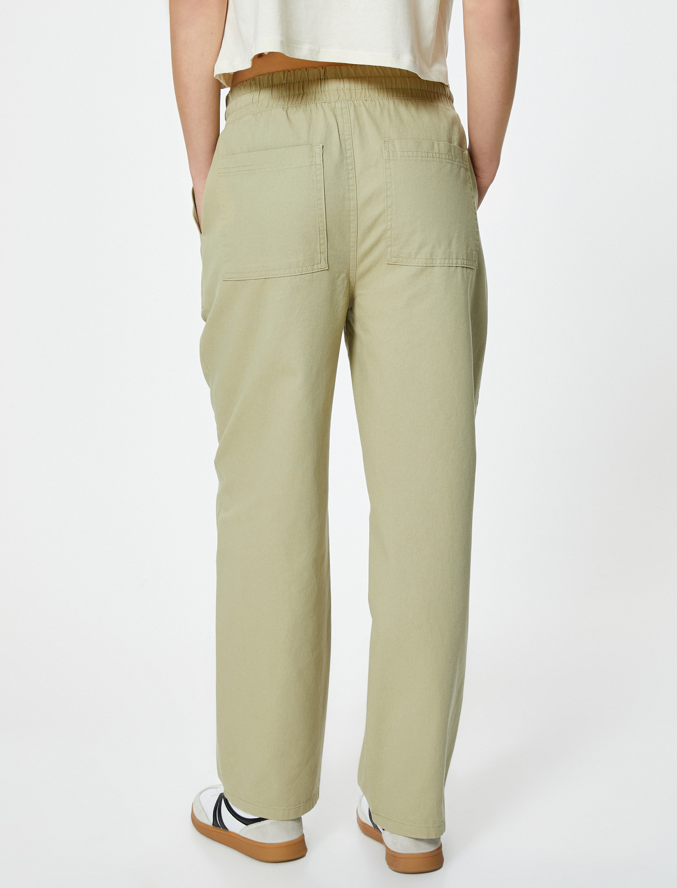   Kanvas Pantolon Pamuklu Rahat Kalıp Beli Bağlamalı