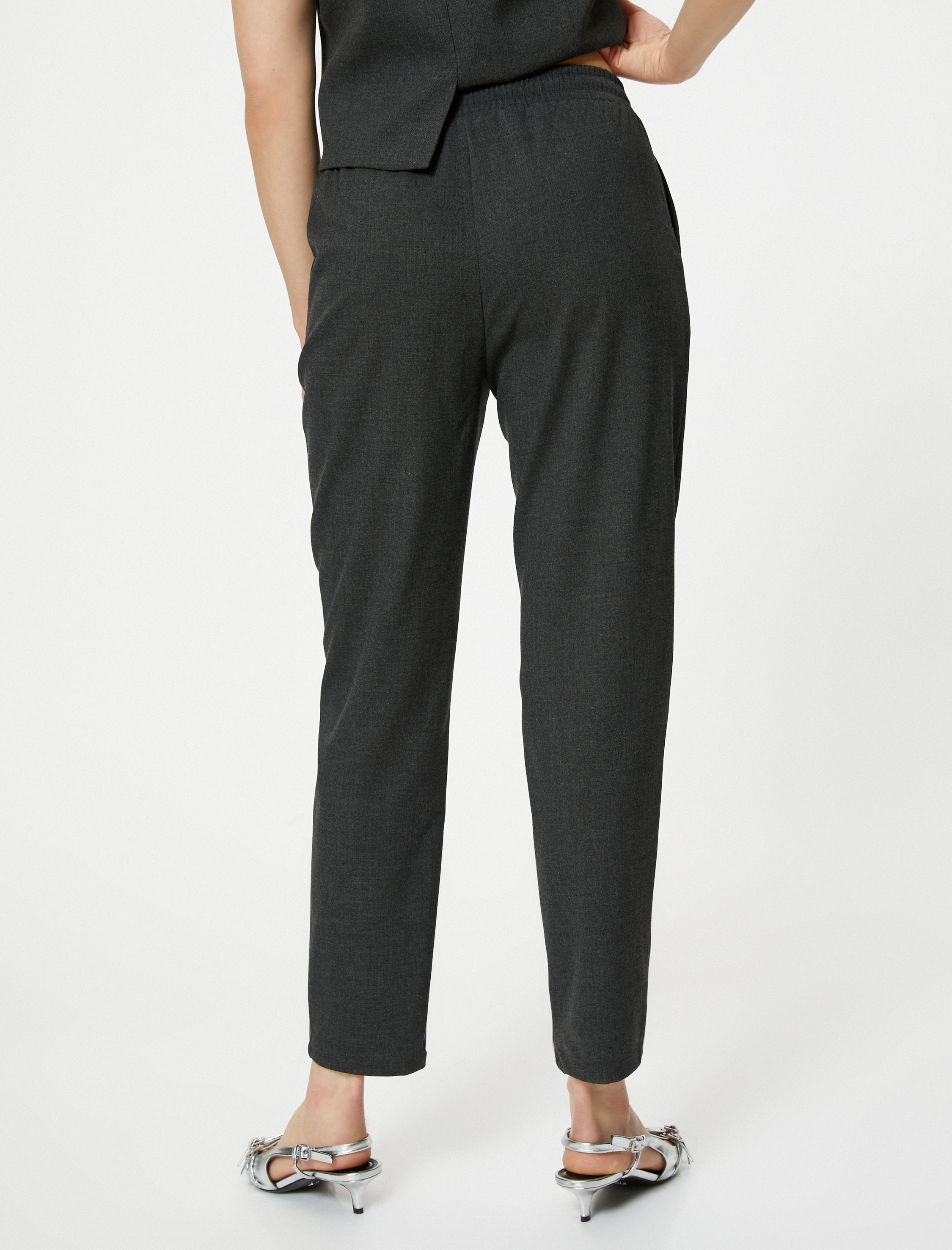   Klasik Kumaş Pantolon Cep Detaylı Dar Paça Yüksek Bel