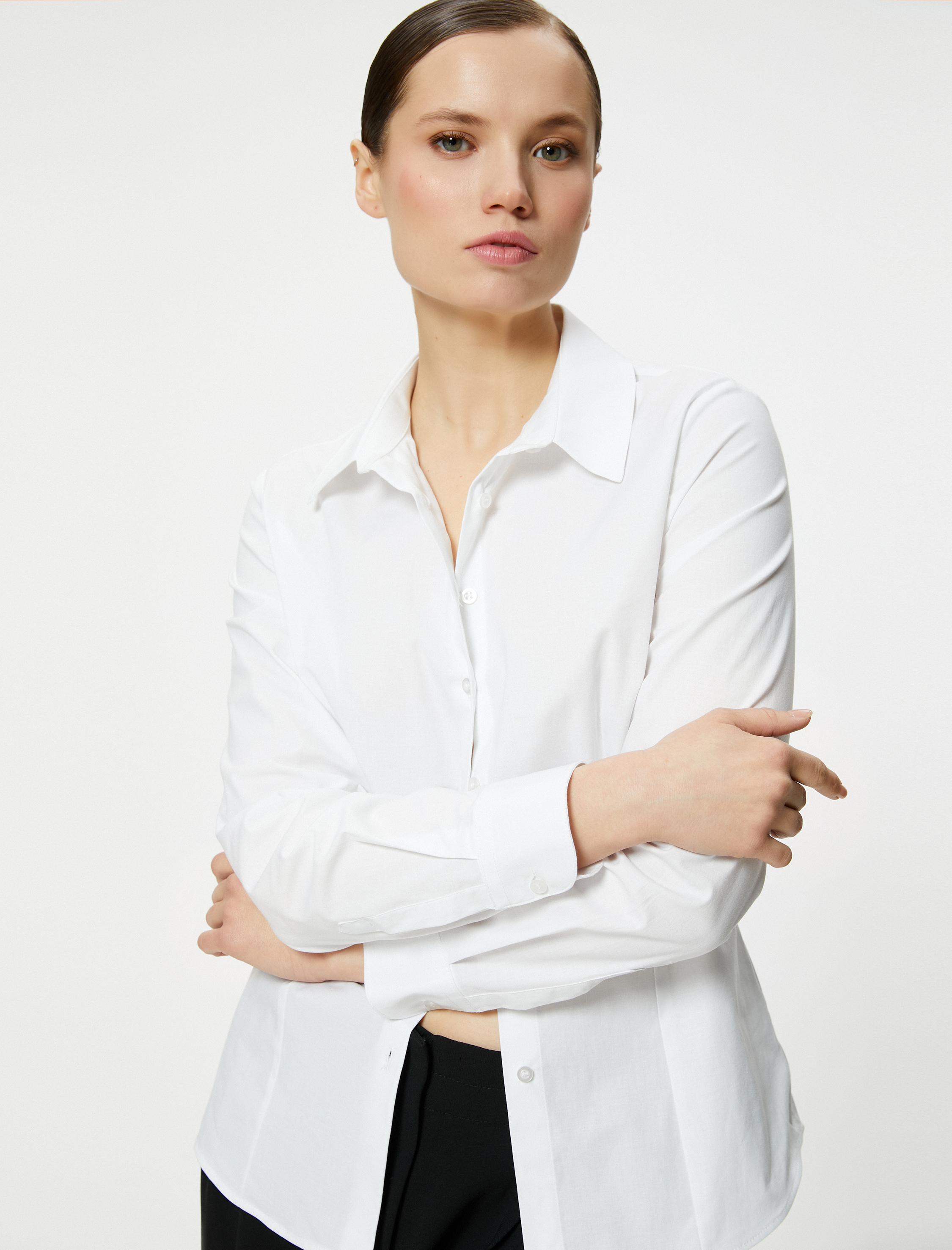   Uzun Kollu Gömlek Düğmeli Slim Fit