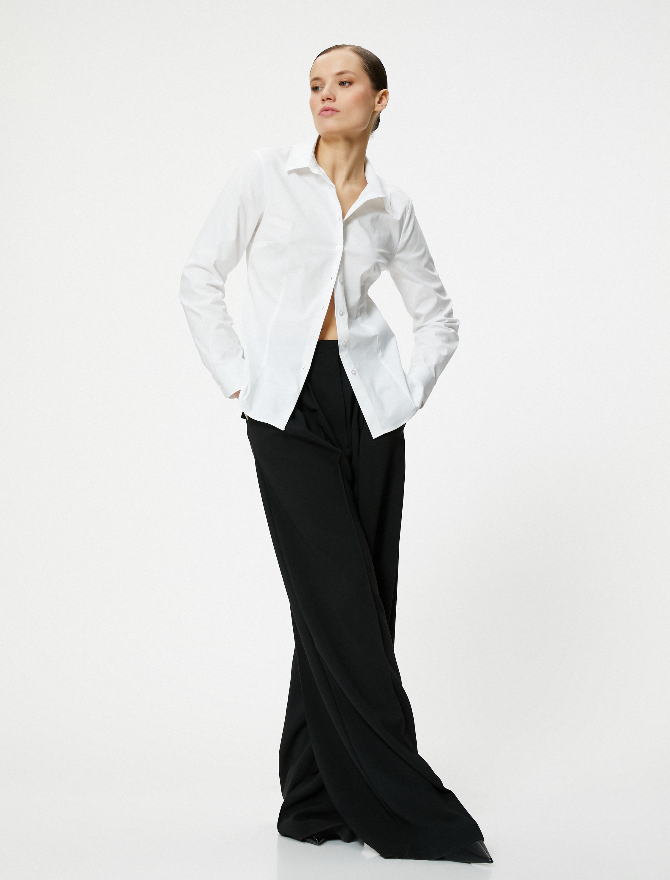   Uzun Kollu Gömlek Düğmeli Slim Fit