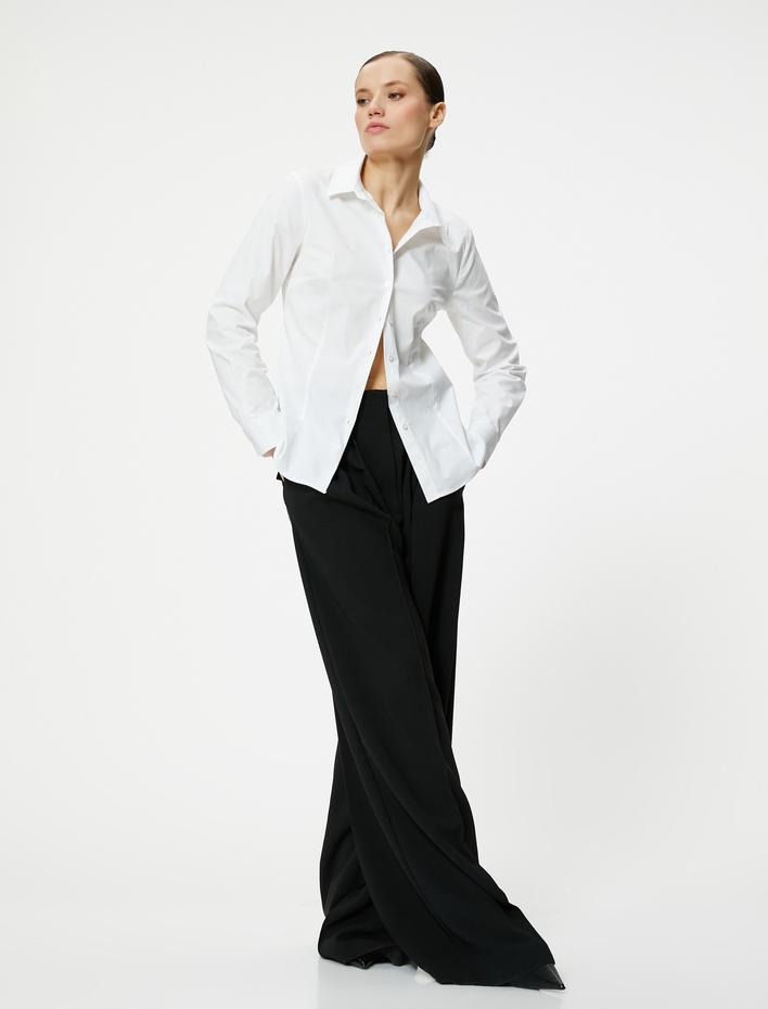  Uzun Kollu Gömlek Düğmeli Slim Fit