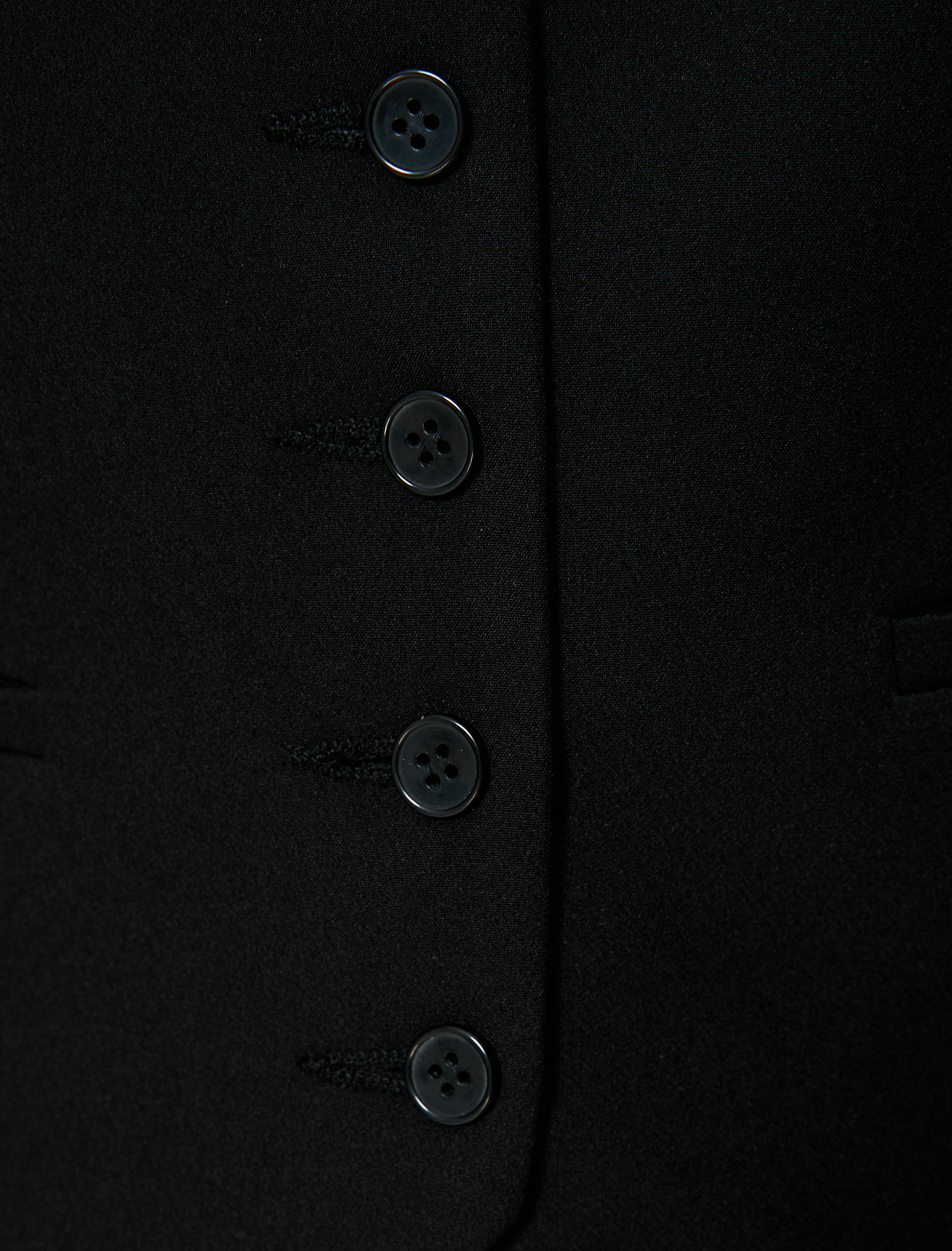   Blazer Yelek Şifon Kollu Düğmeli Fleto Cepli V Yaka