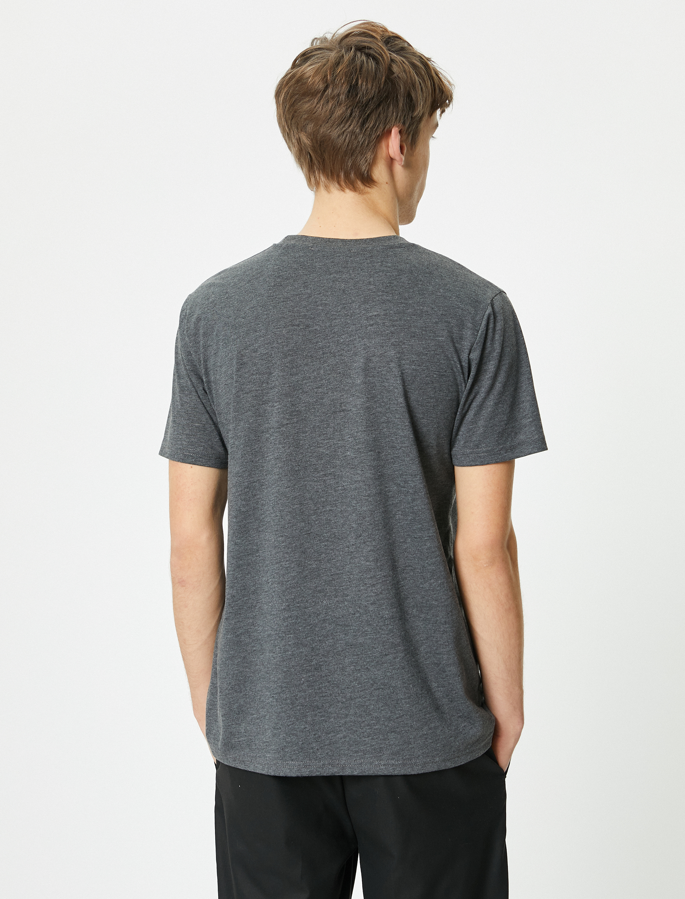   Baskılı Tişört Slim Fit Bisiklet Yaka Kısa Kollu