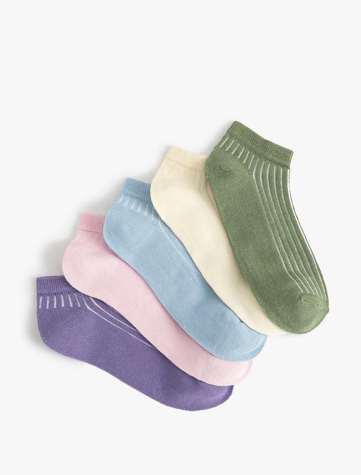 Kadın Çizgili 5'li Patik Çorap Seti Çok Renkli