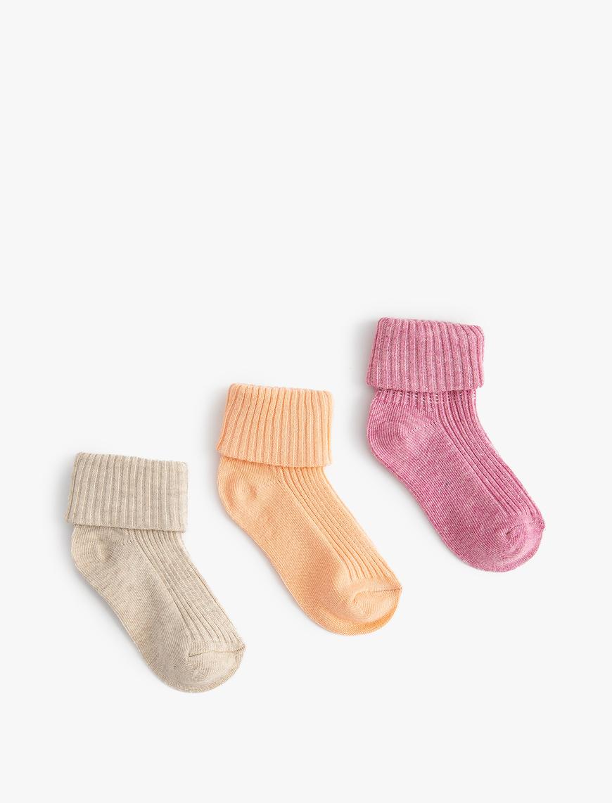  Kız Bebek 3’lü Basic Çorap Seti Pamuklu
