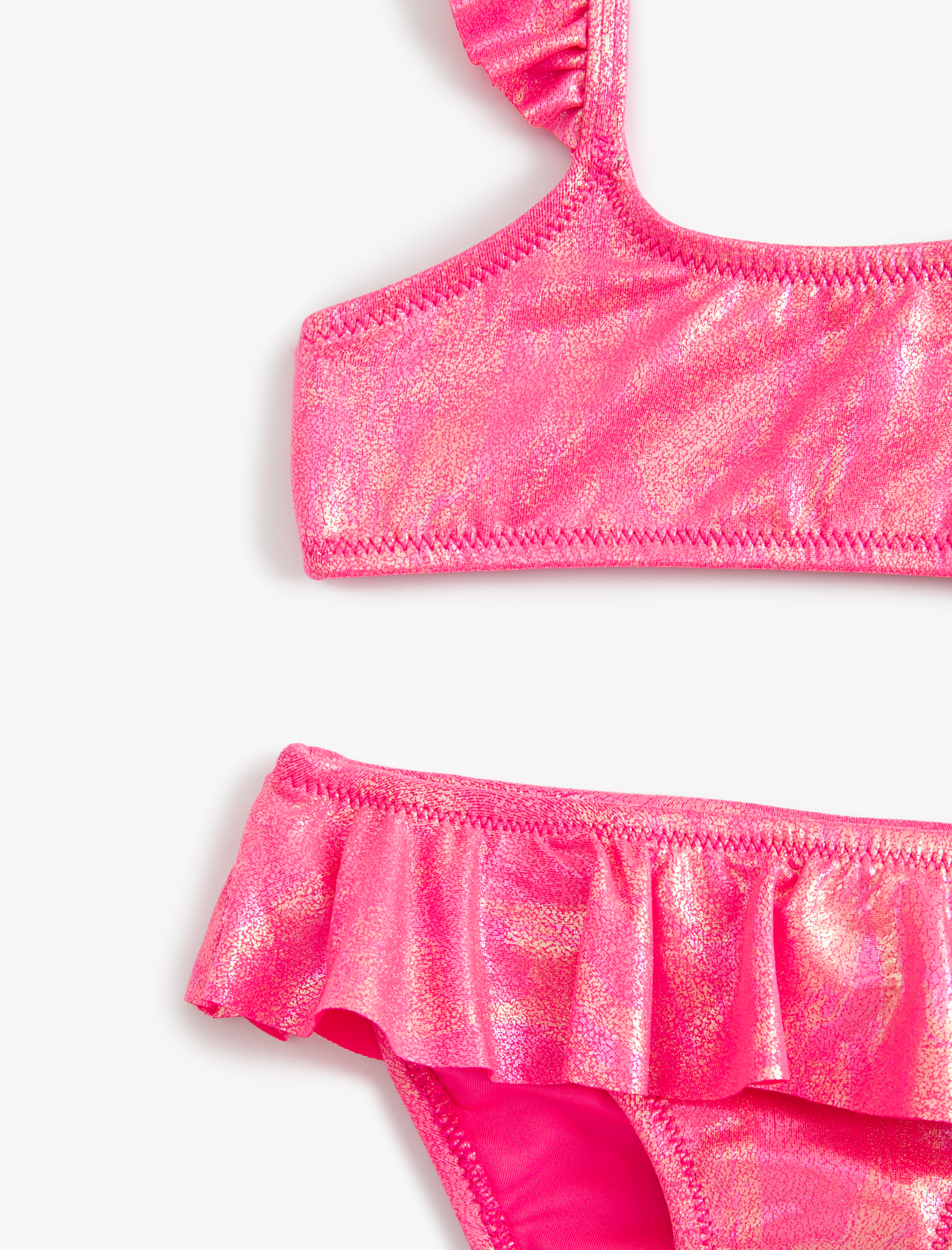  Kız Çocuk Bikini Takımı Parlak Askılı Fırfırlı