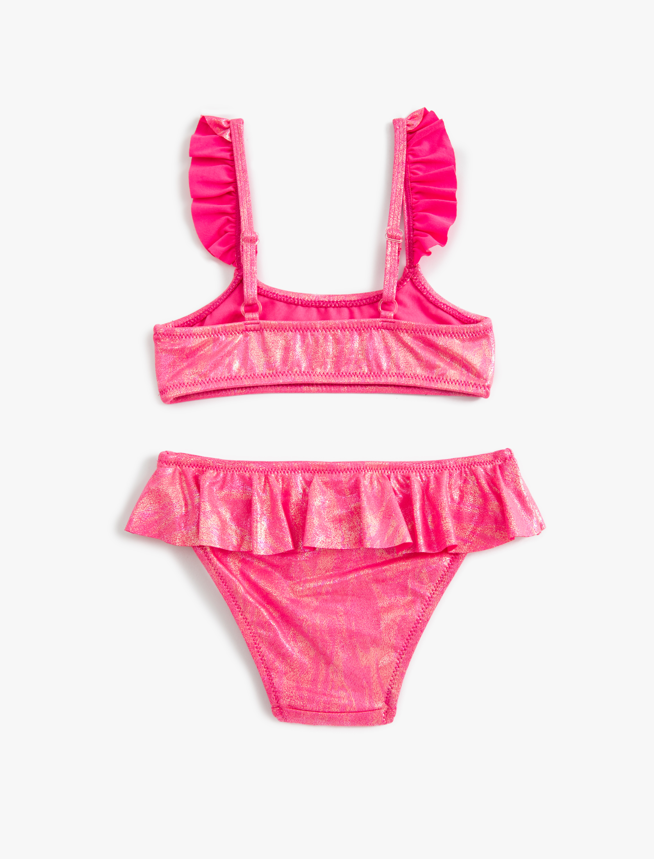  Kız Çocuk Bikini Takımı Parlak Askılı Fırfırlı