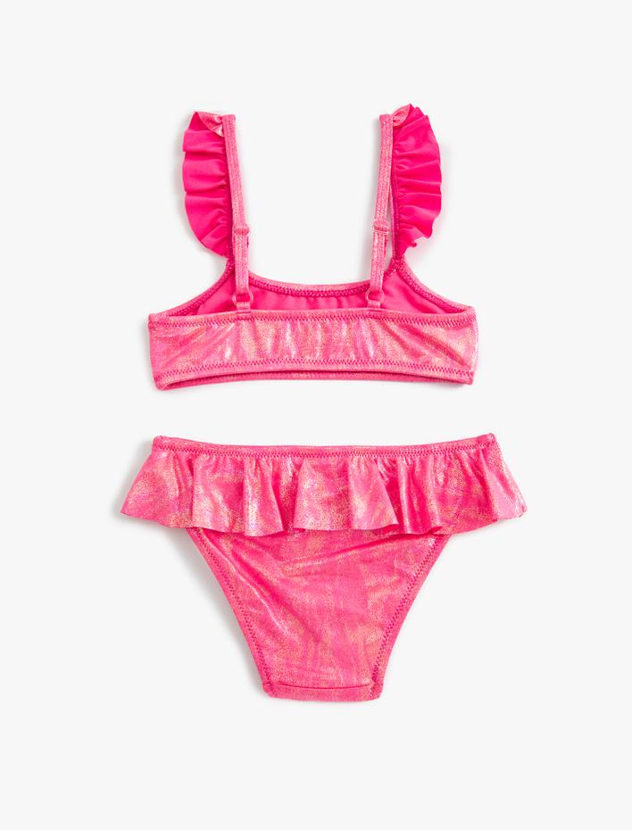 Kız Çocuk Bikini Takımı Parlak Askılı Fırfırlı