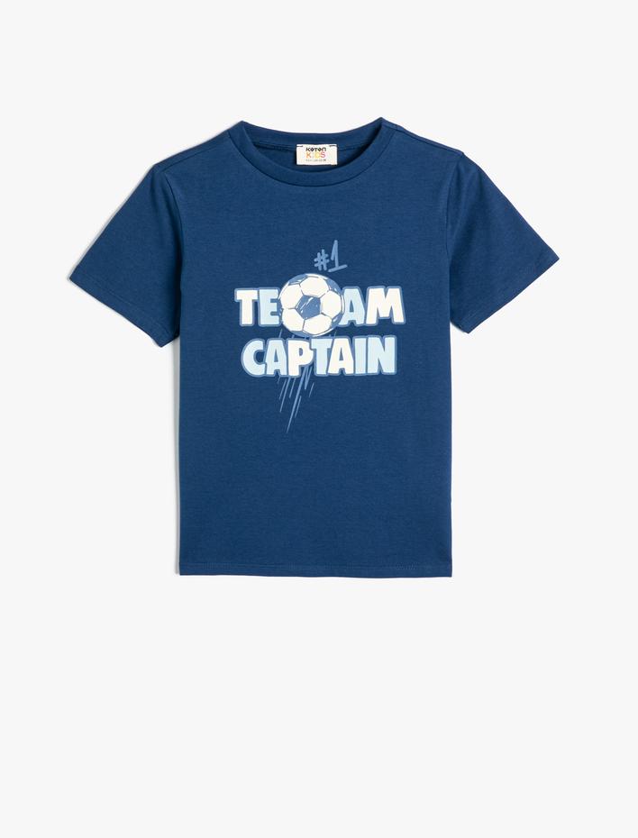 Erkek Çocuk Tişört Futbol Baskılı Kısa Kollu Pamuklu