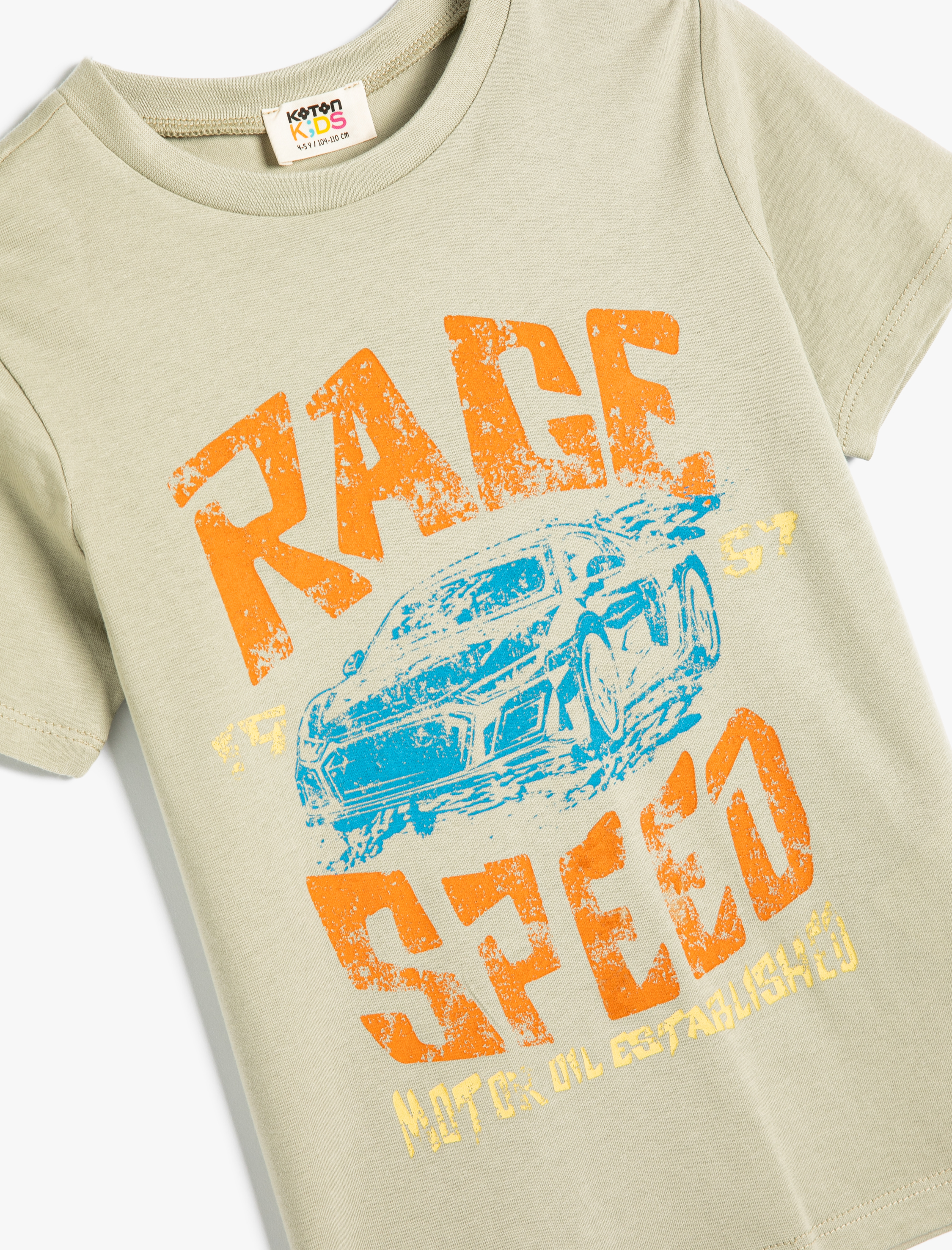  Erkek Çocuk Tişört Kısa Kollu Bisiklet Yaka Araba Baskılı Pamuklu