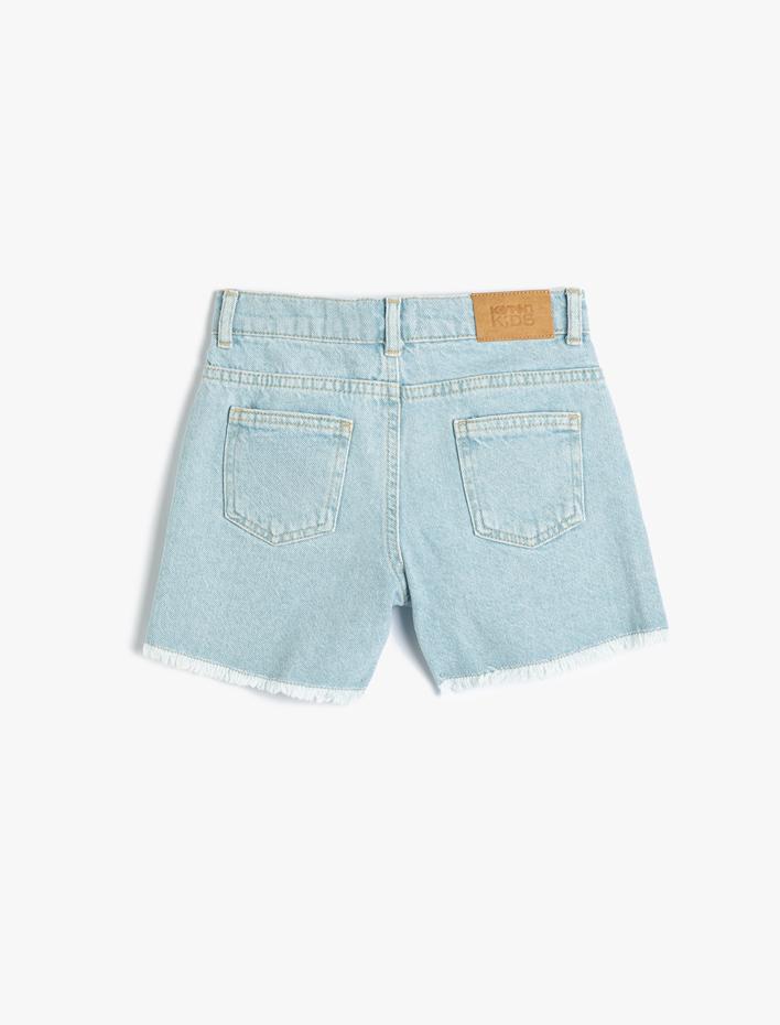 Kız Çocuk Basic Kot Şort Püskül Detaylı Pamuklu