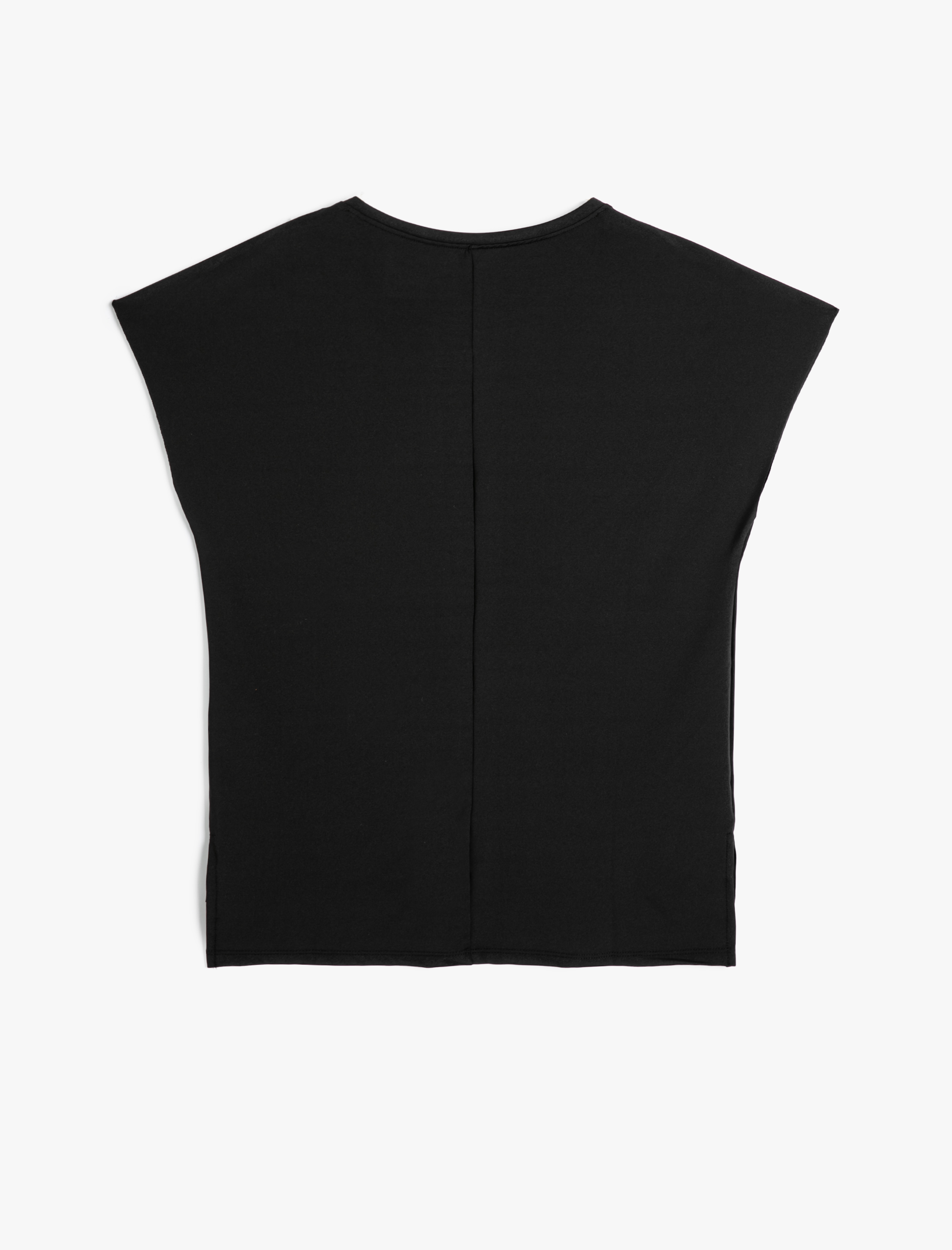   Kolsuz Spor Tişört Düşük Omuz Kalça Boy Bisiklet Yaka