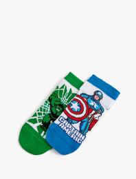 2'li Marvel Baskılı Çorap Seti Lisanslı