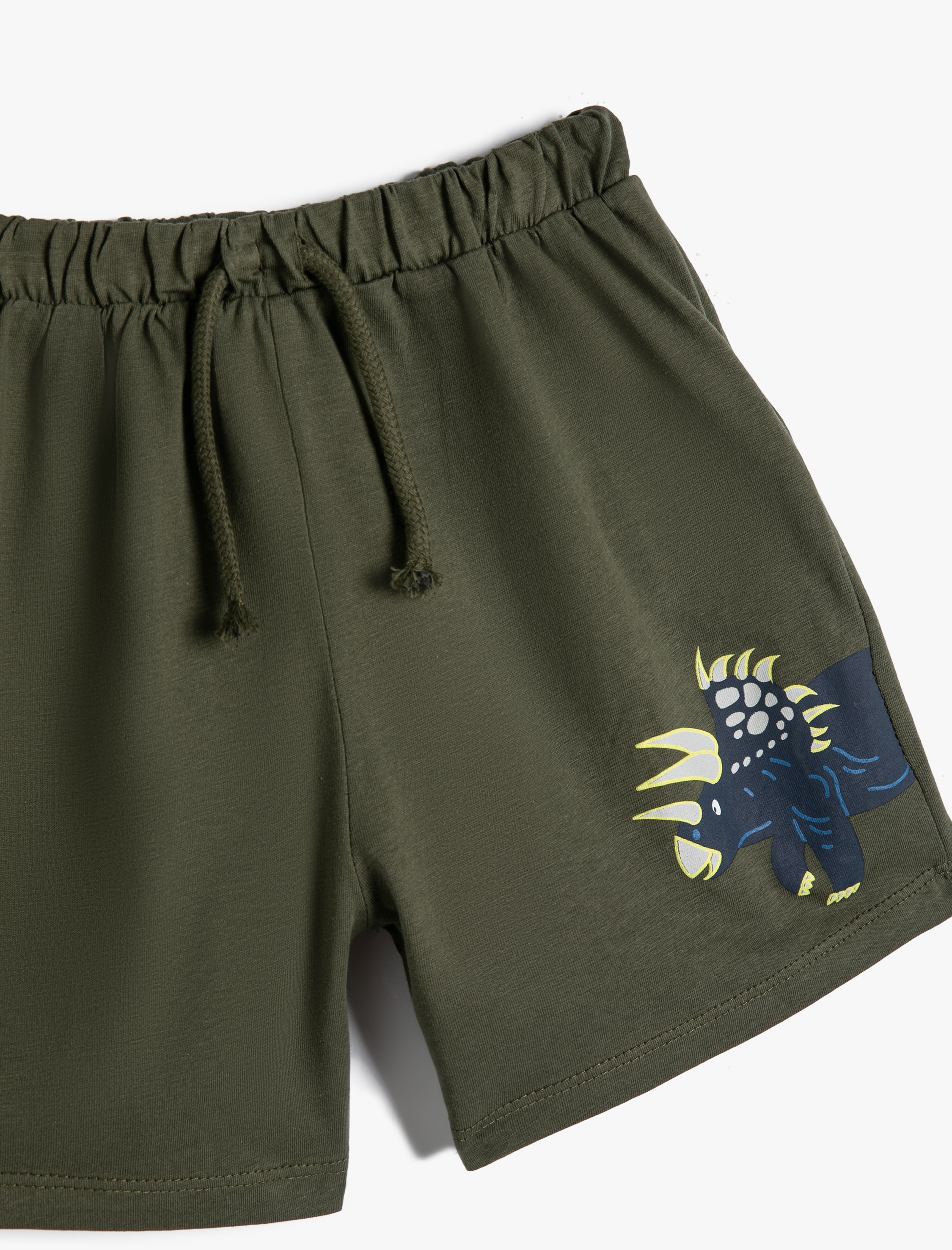  Erkek Bebek Şort Dinozor Baskılı Beli Bağlamalı Pamuklu