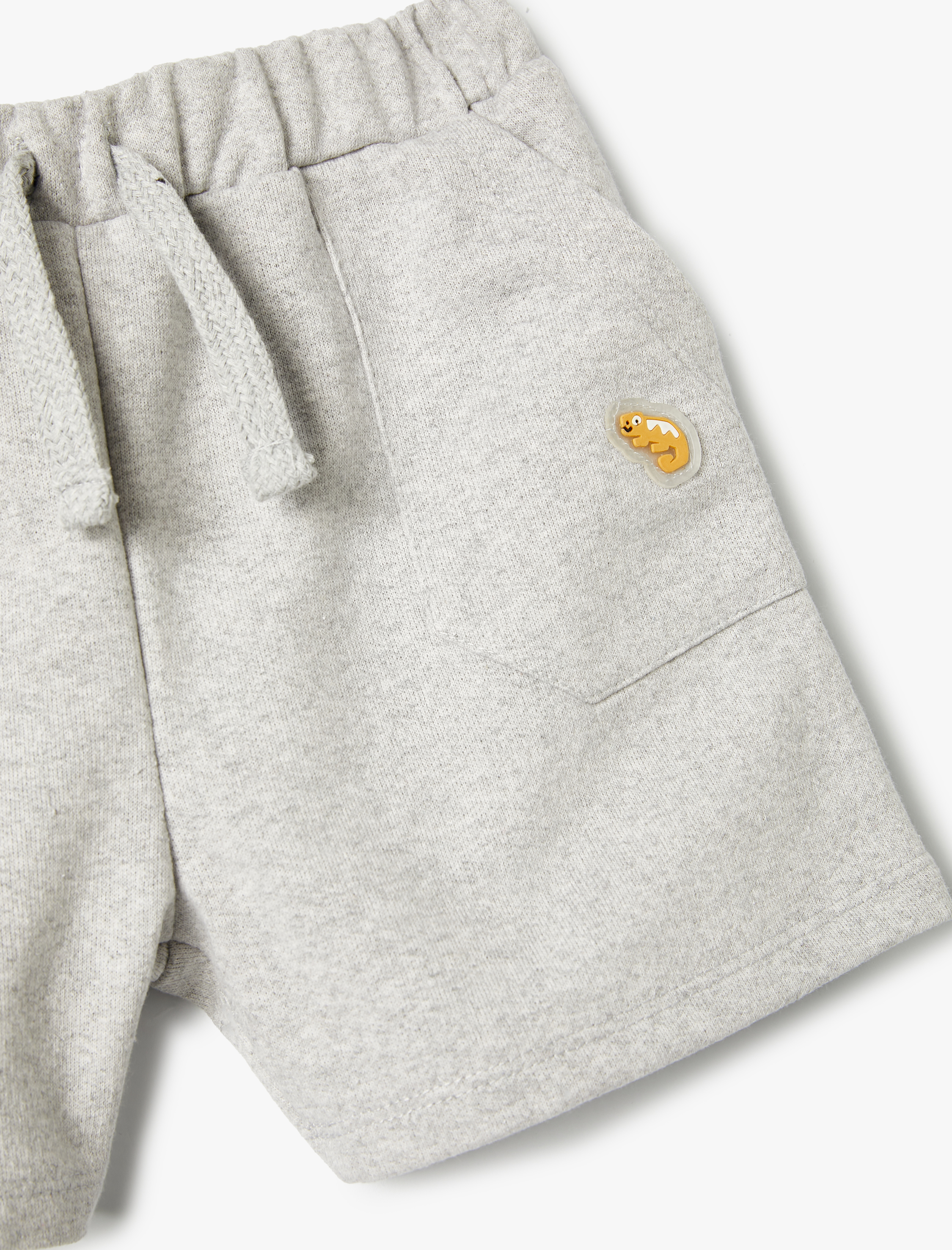  Erkek Bebek Basic Şort Beli Bağlamalı Cepli Aplike Detaylı