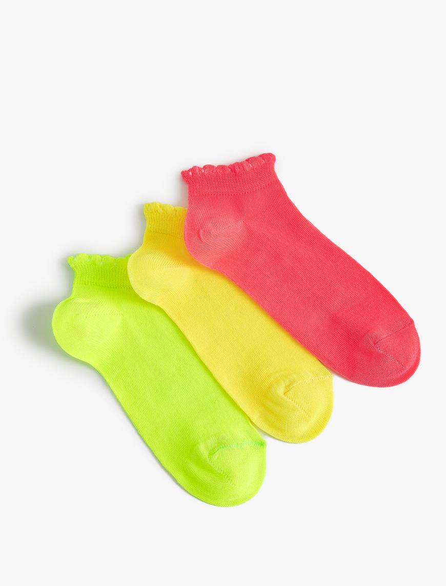  Kız Çocuk 3'lü Basic Çorap Seti Çok Renkli