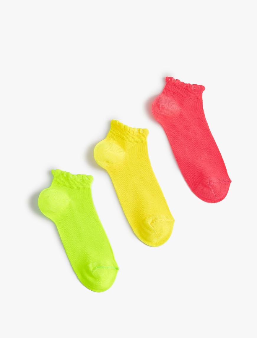  Kız Çocuk 3'lü Basic Çorap Seti Çok Renkli