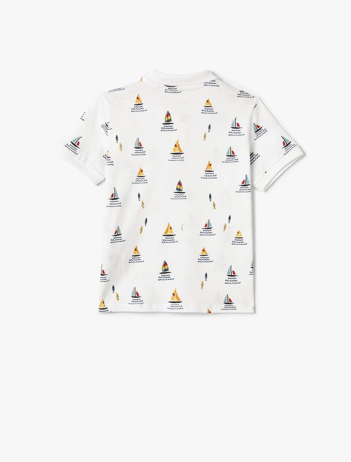 Erkek Çocuk Polo Yaka Tişört Kısa Kollu Marin Temalı Pamuklu