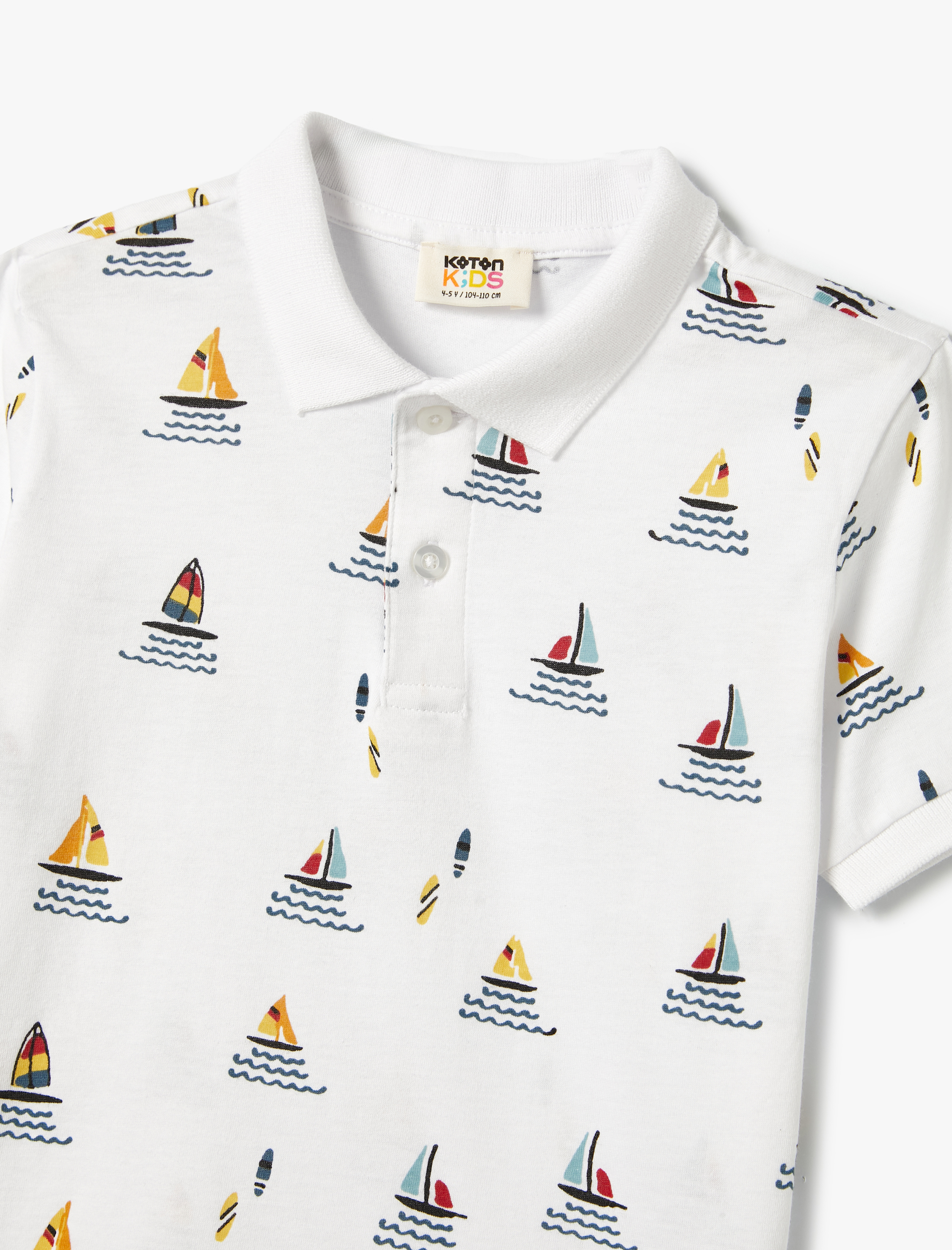  Erkek Çocuk Polo Yaka Tişört Kısa Kollu Marin Temalı Pamuklu