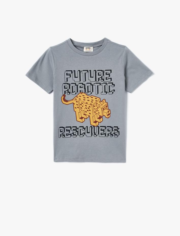 Erkek Çocuk Tişört Oyun Temalı Kısa Kollu Bisiklet Yaka Pamuklu