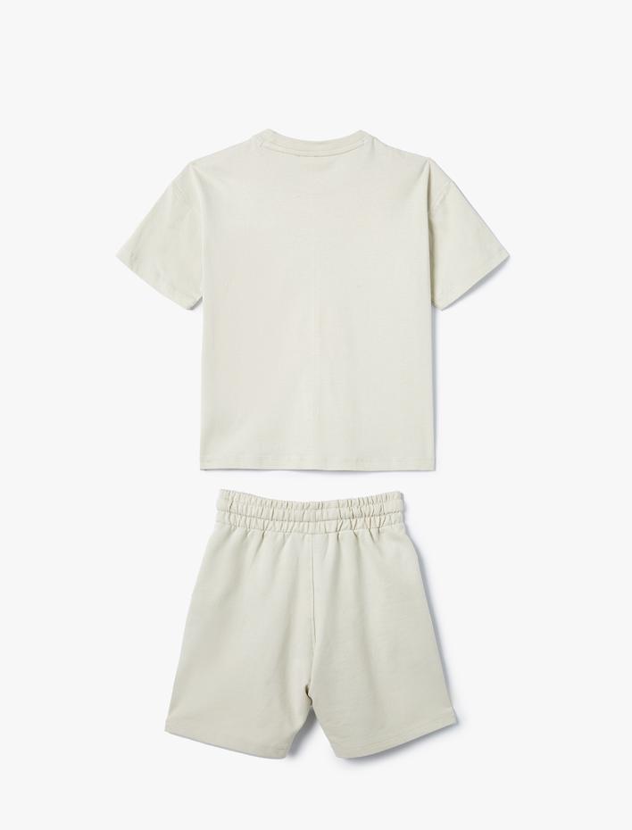 Erkek Çocuk 2'li Basic Tişört Şort Seti Baskı Detaylı