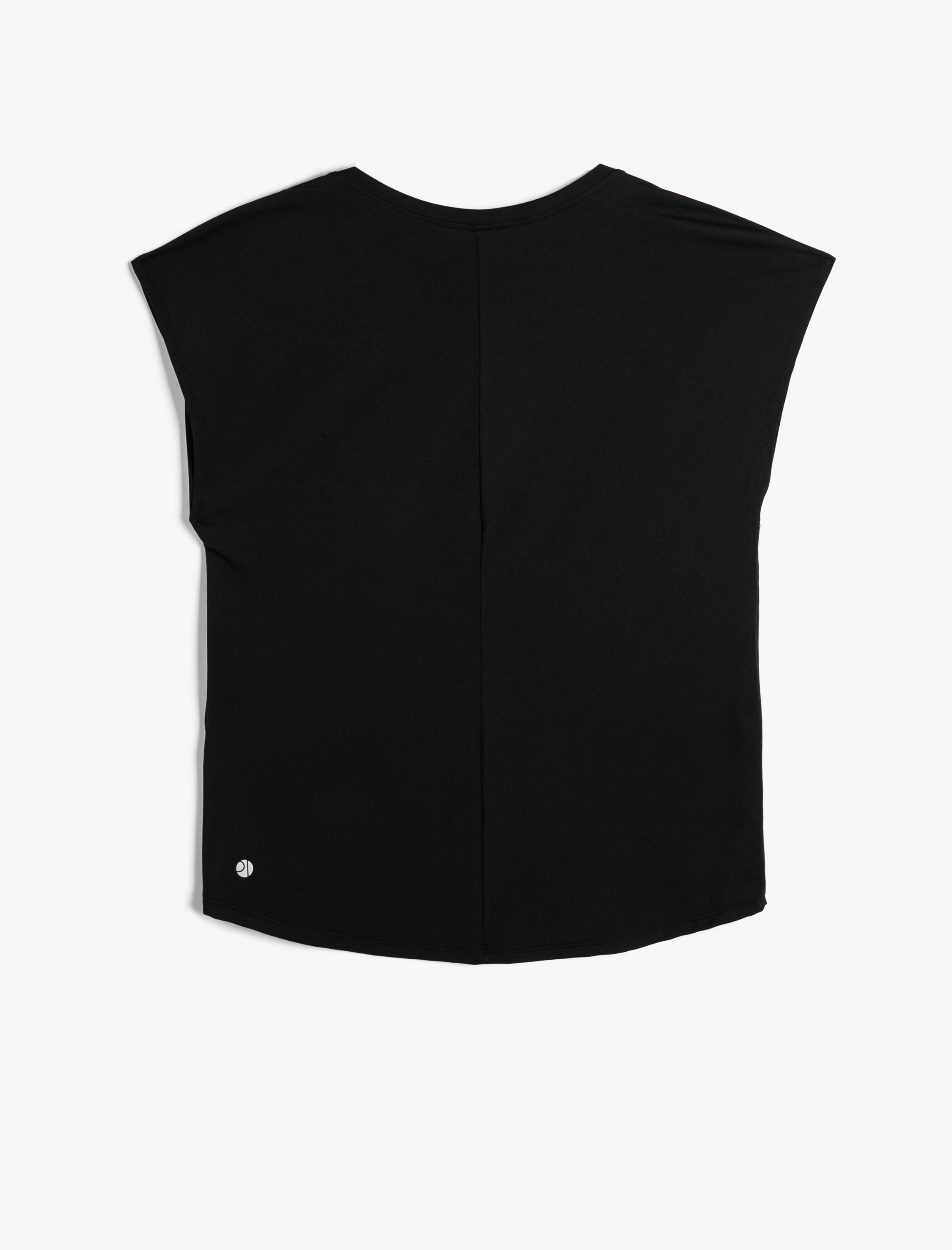   Basic Kolsuz Spor Tişört Düşük Omuz Kalça Boy Bisiklet Yaka