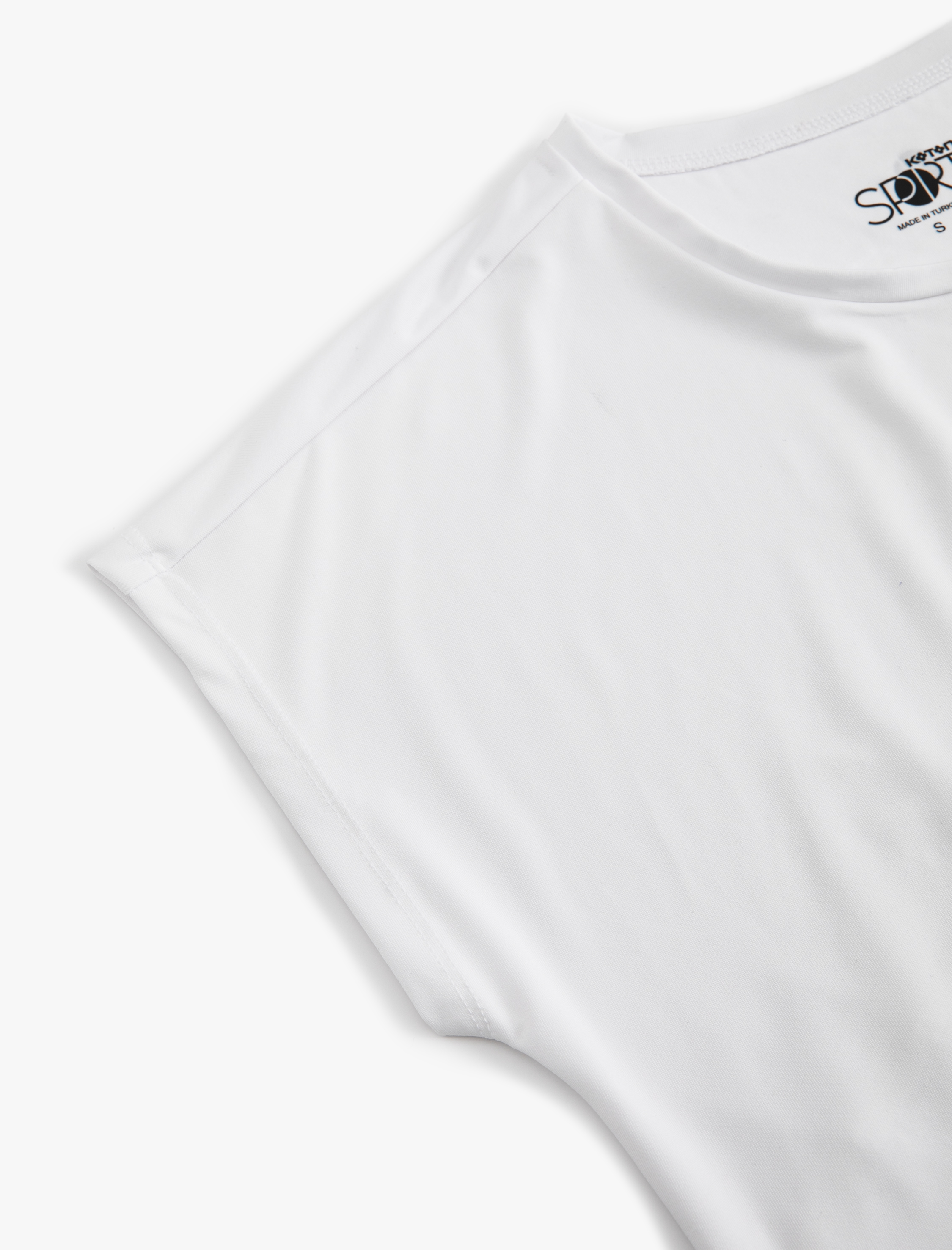   Kolsuz Spor Tişört Düşük Omuz Kalça Boy Bisiklet Yaka