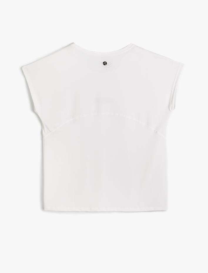  Kolsuz Spor Tişört Düşük Omuz Kalça Boy Bisiklet Yaka