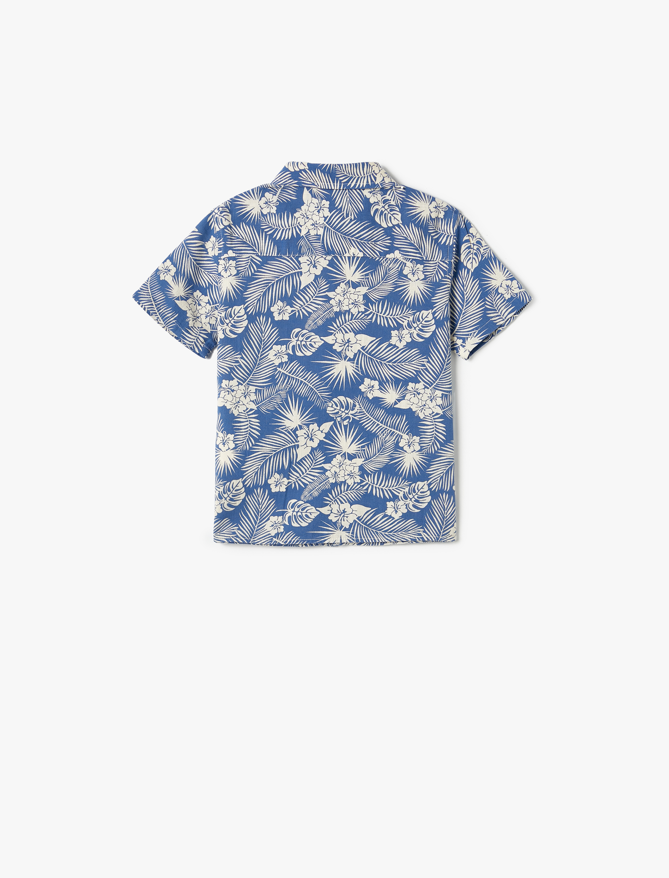  Erkek Bebek Gömlek Kısa Kollu Pamuklu Tropik Baskılı