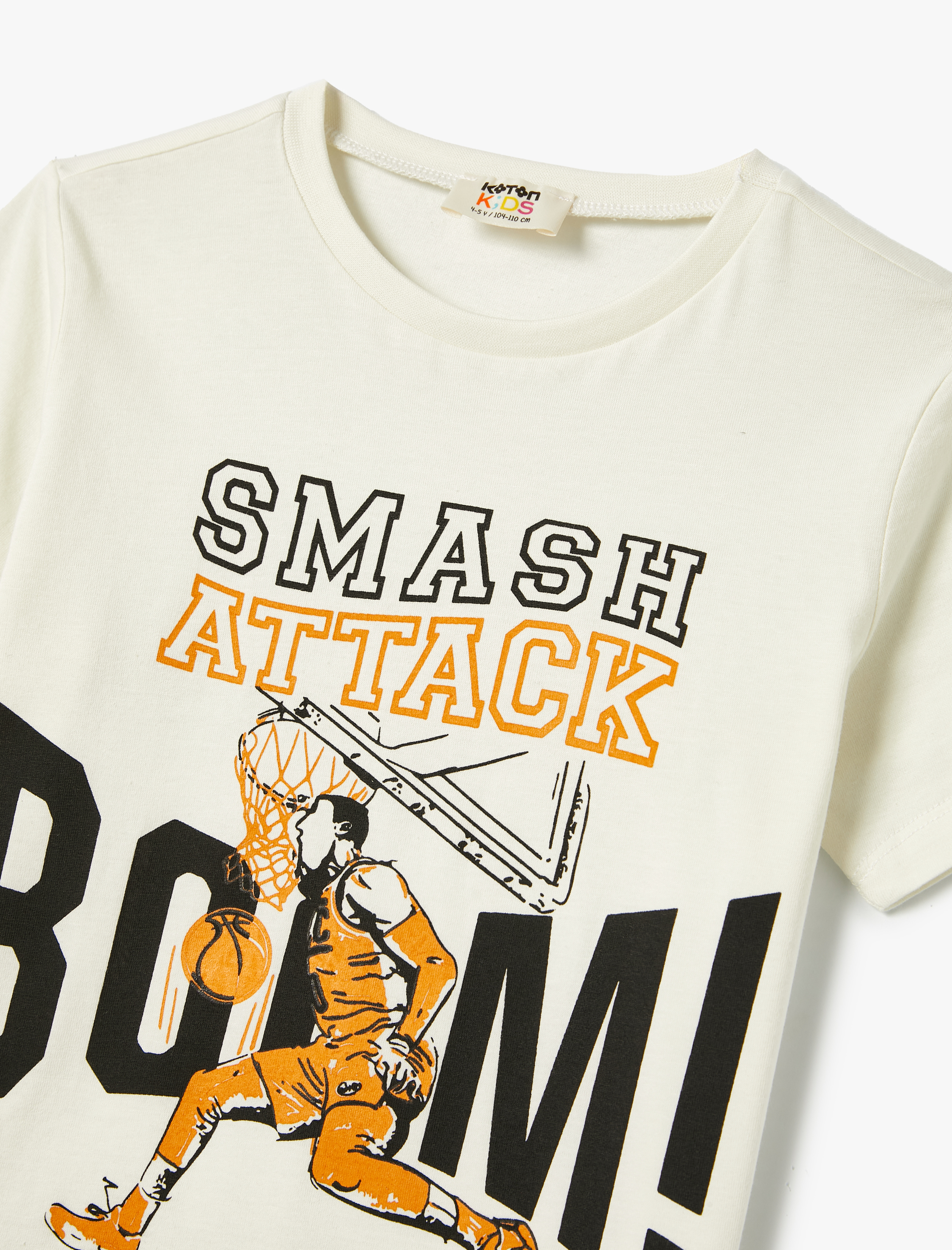  Erkek Çocuk Tişört Basketbol Baskılı Kısa Kollu Pamuklu