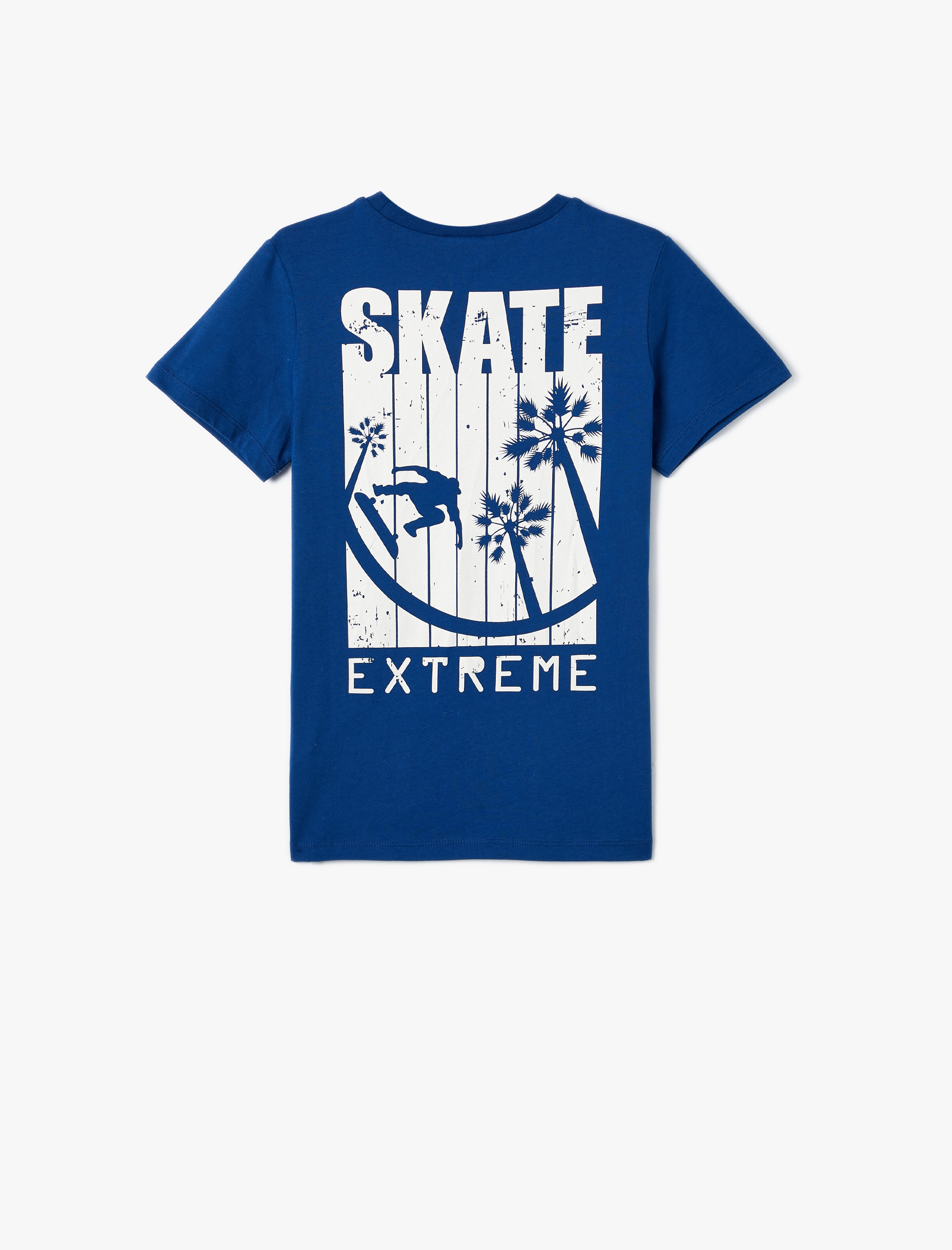  Erkek Çocuk Tişört Kısa Kollu Kaykay Baskılı Bisiklet Yaka Pamuklu