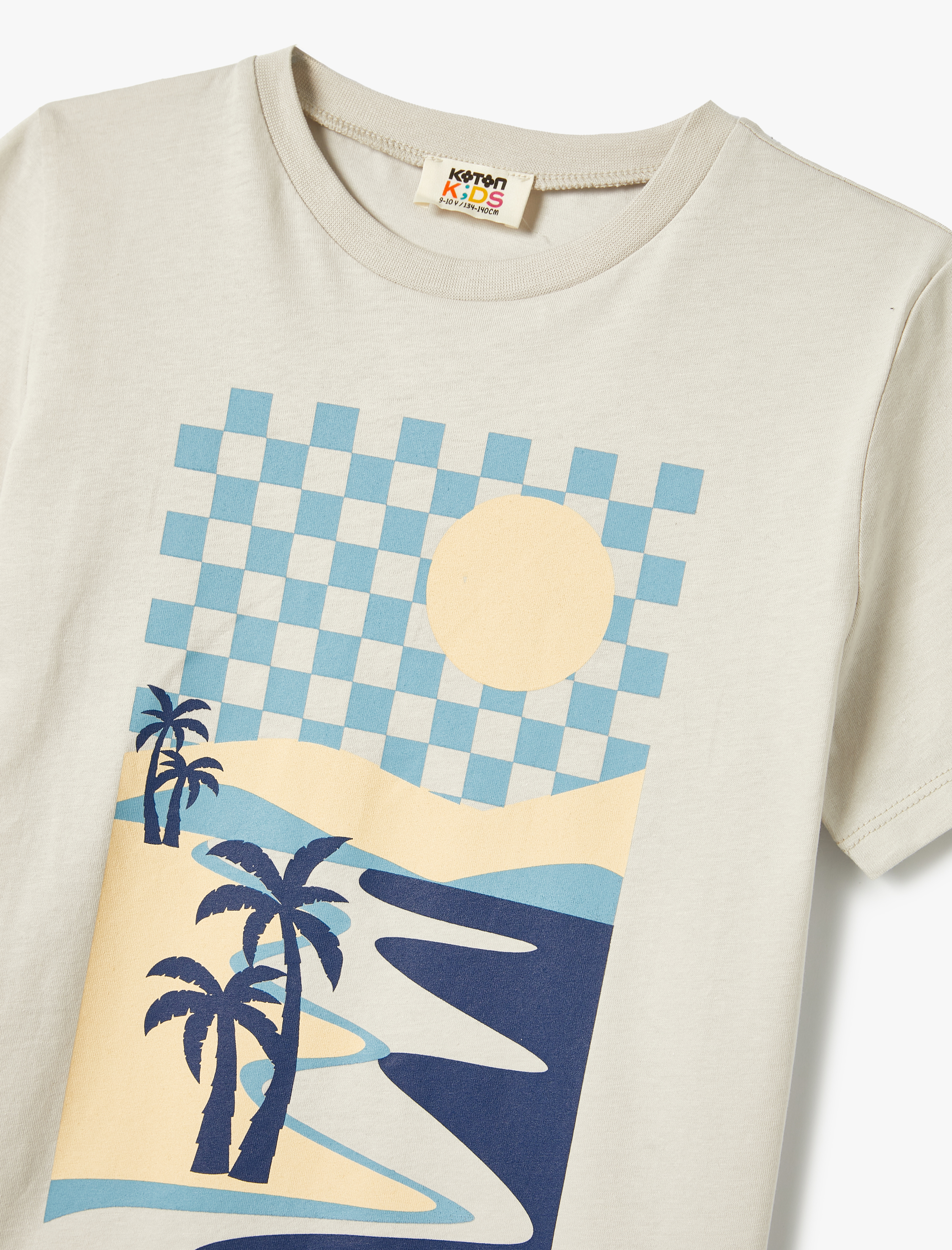  Erkek Çocuk Tişört Yaz Temalı Kısa Kollu Bisiklet Yaka Pamuklu