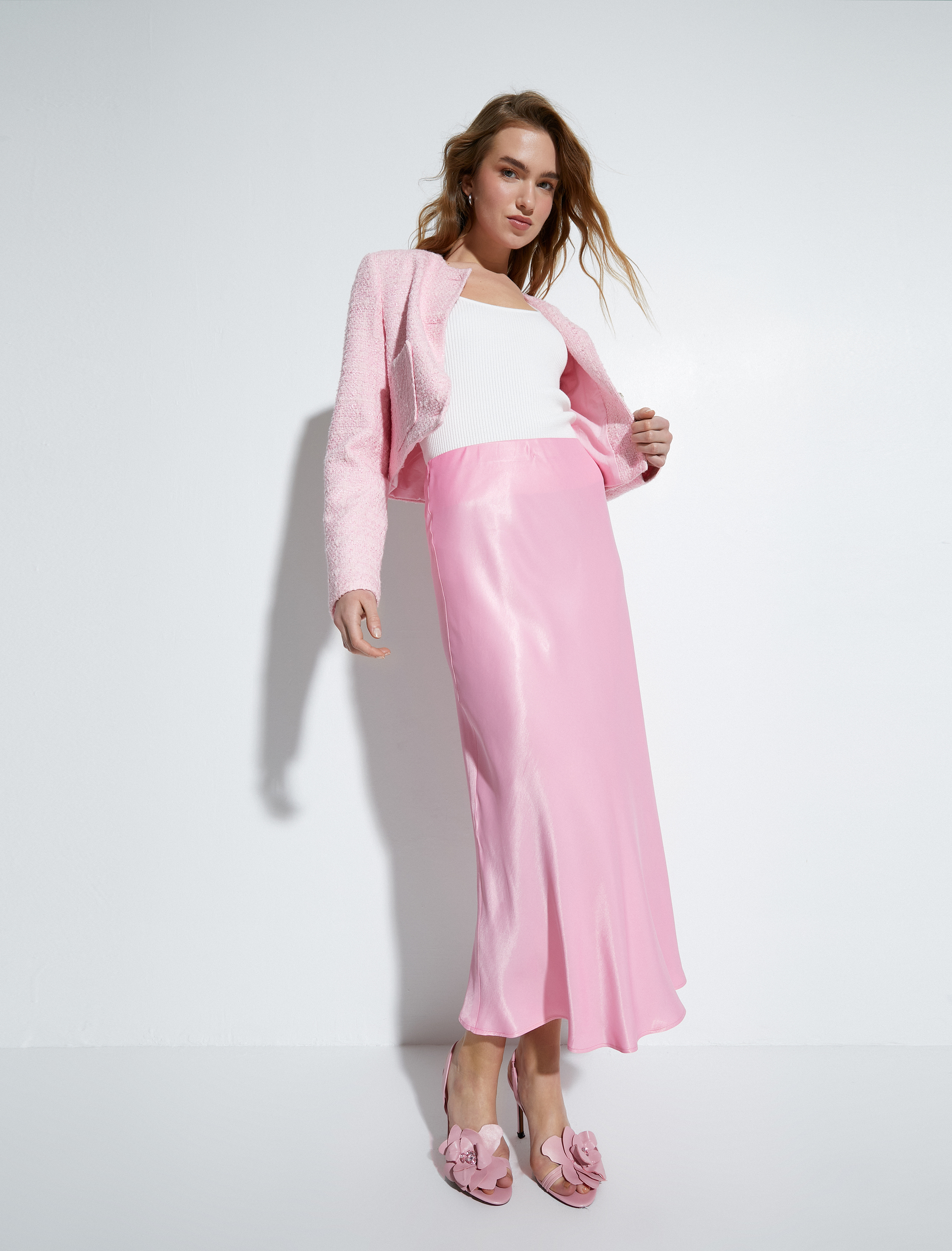   Midi Saten Etek Normal Bel