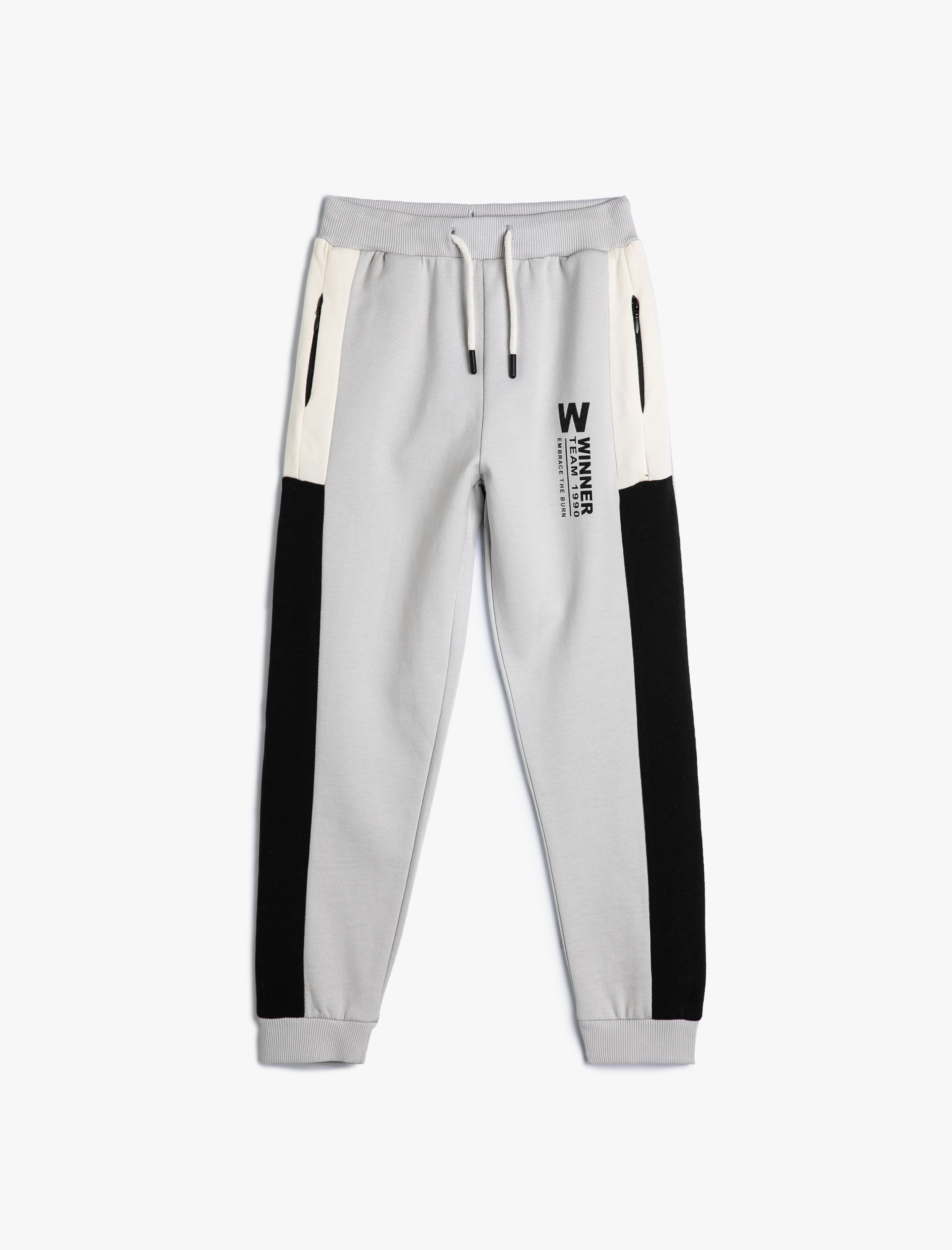  Erkek Çocuk Jogger Eşofman Altı Cepli Beli Bağlamalı Renk Kontrastlı Pamuklu