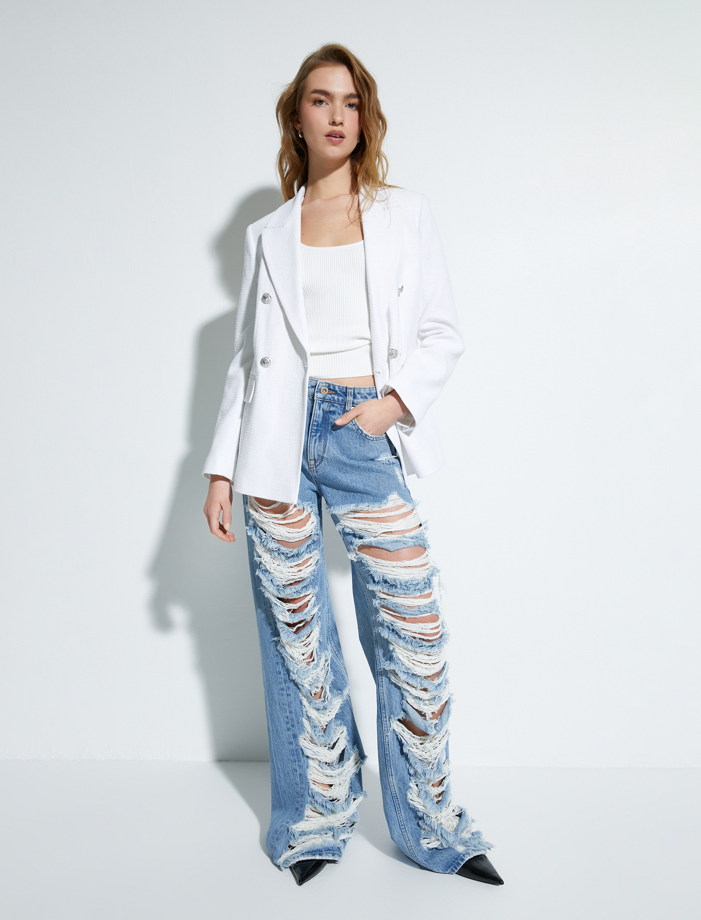   Blazer Tüvit Ceket Gold Düğmeli Kapaklı Cepli