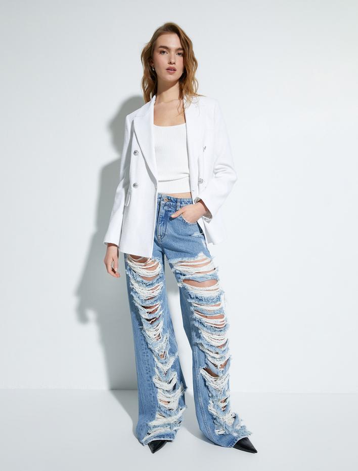  Blazer Tüvit Ceket Gold Düğmeli Kapaklı Cepli