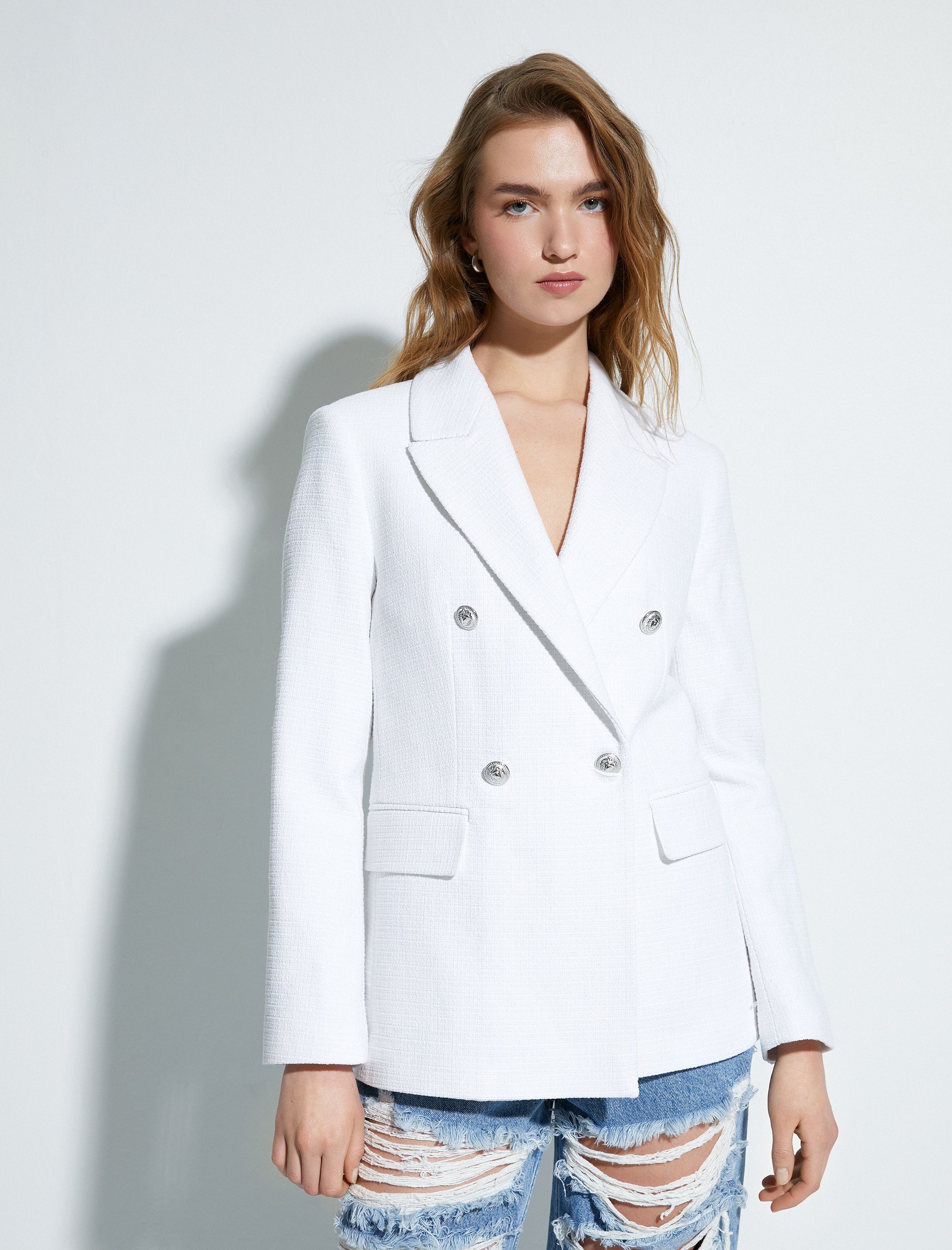   Blazer Tüvit Ceket Gold Düğmeli Kapaklı Cepli