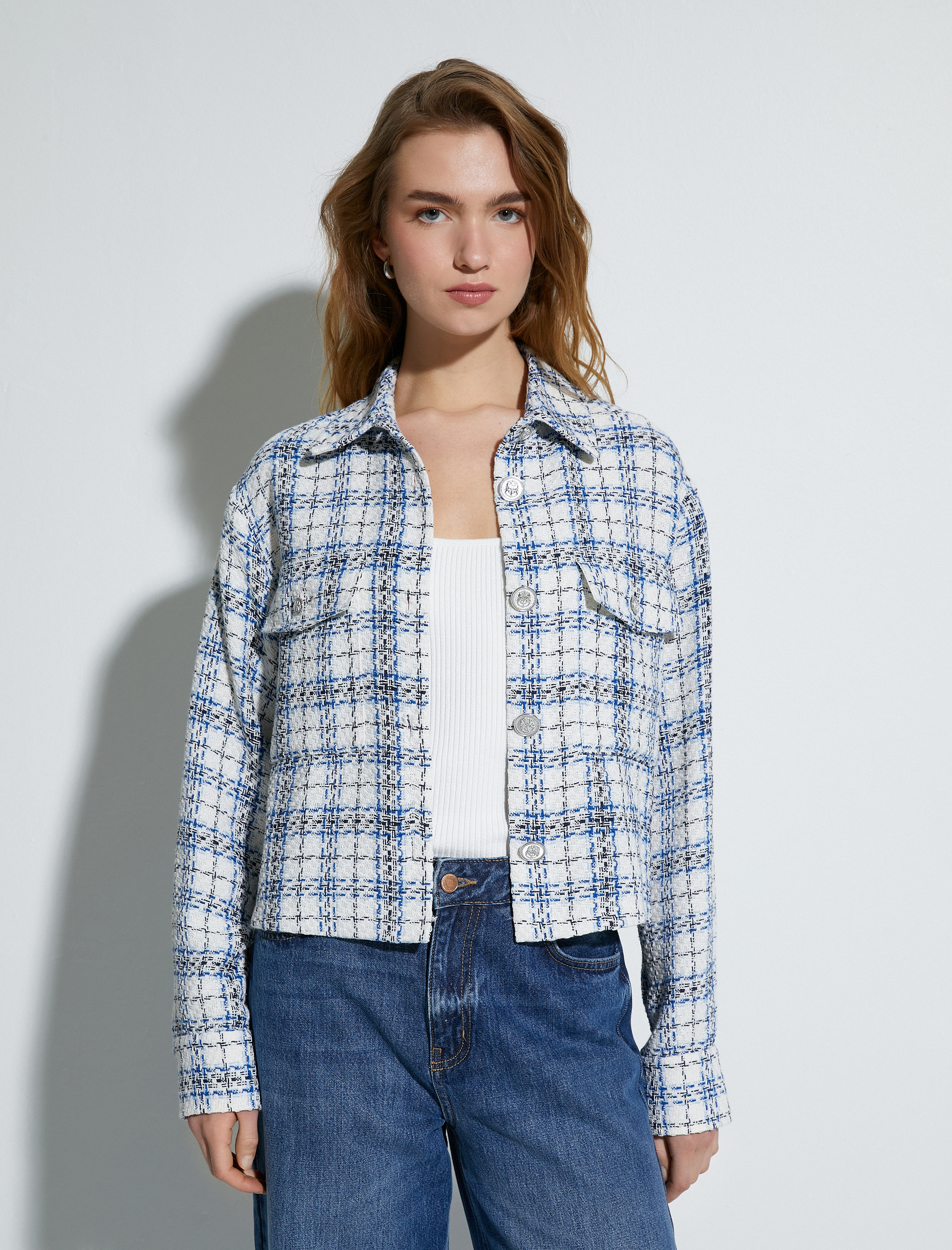   Tüvit Ceket Kapaklı Cepli Metal Düğmeli