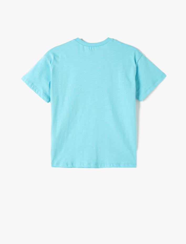 Erkek Çocuk Tişört Tropik Baskılı Kısa Kollu Bisiklet Yaka Pamuklu