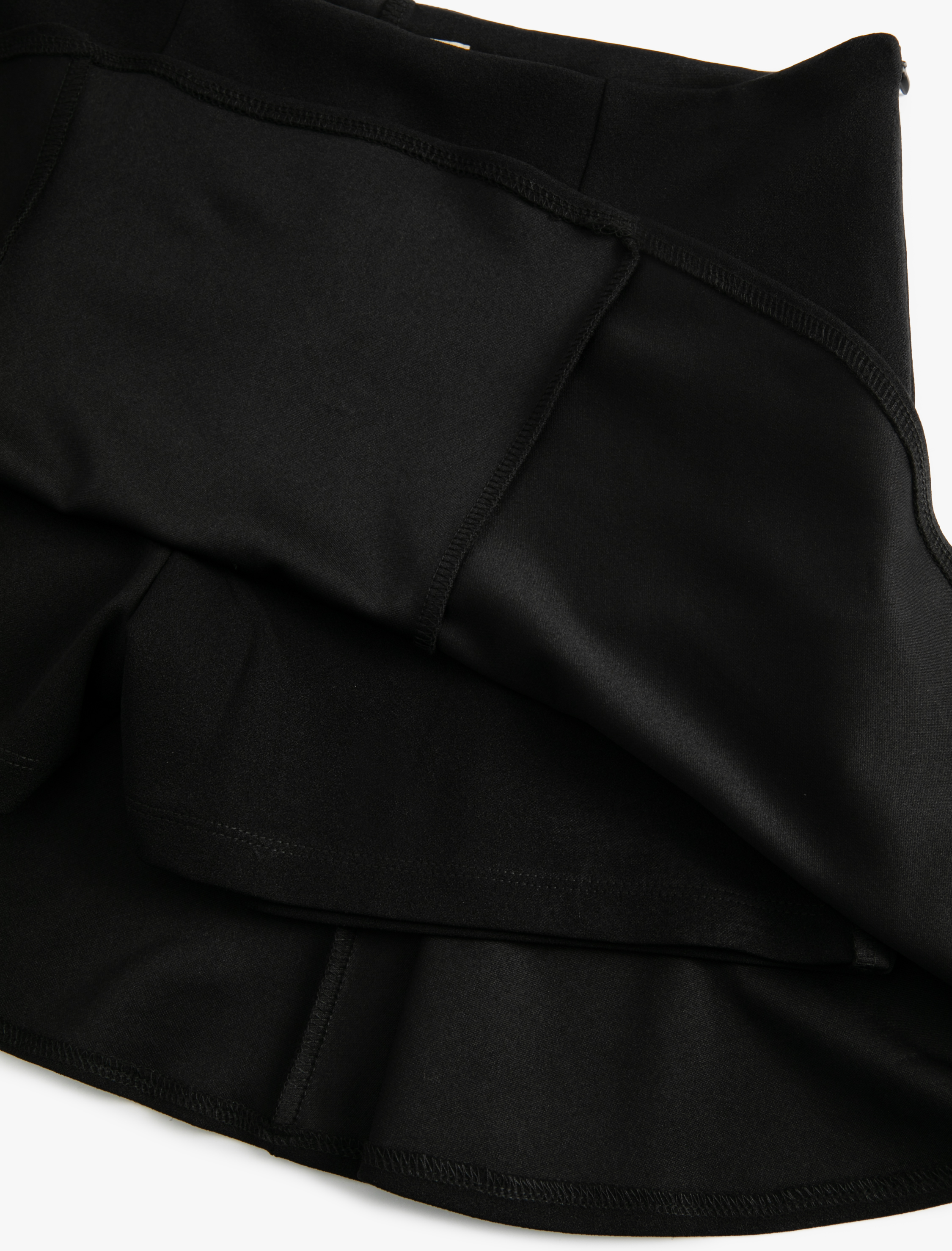   Kloş Mini Etek Fermuar Detaylı Normal Bel