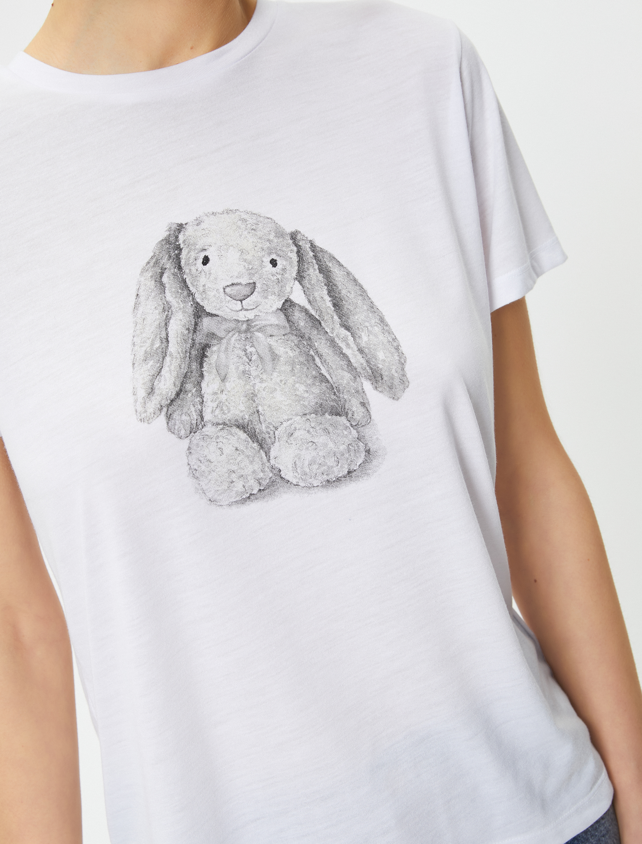   Baskılı Tişört Bisiklet Yaka Kısa Kollu Standart Kesim