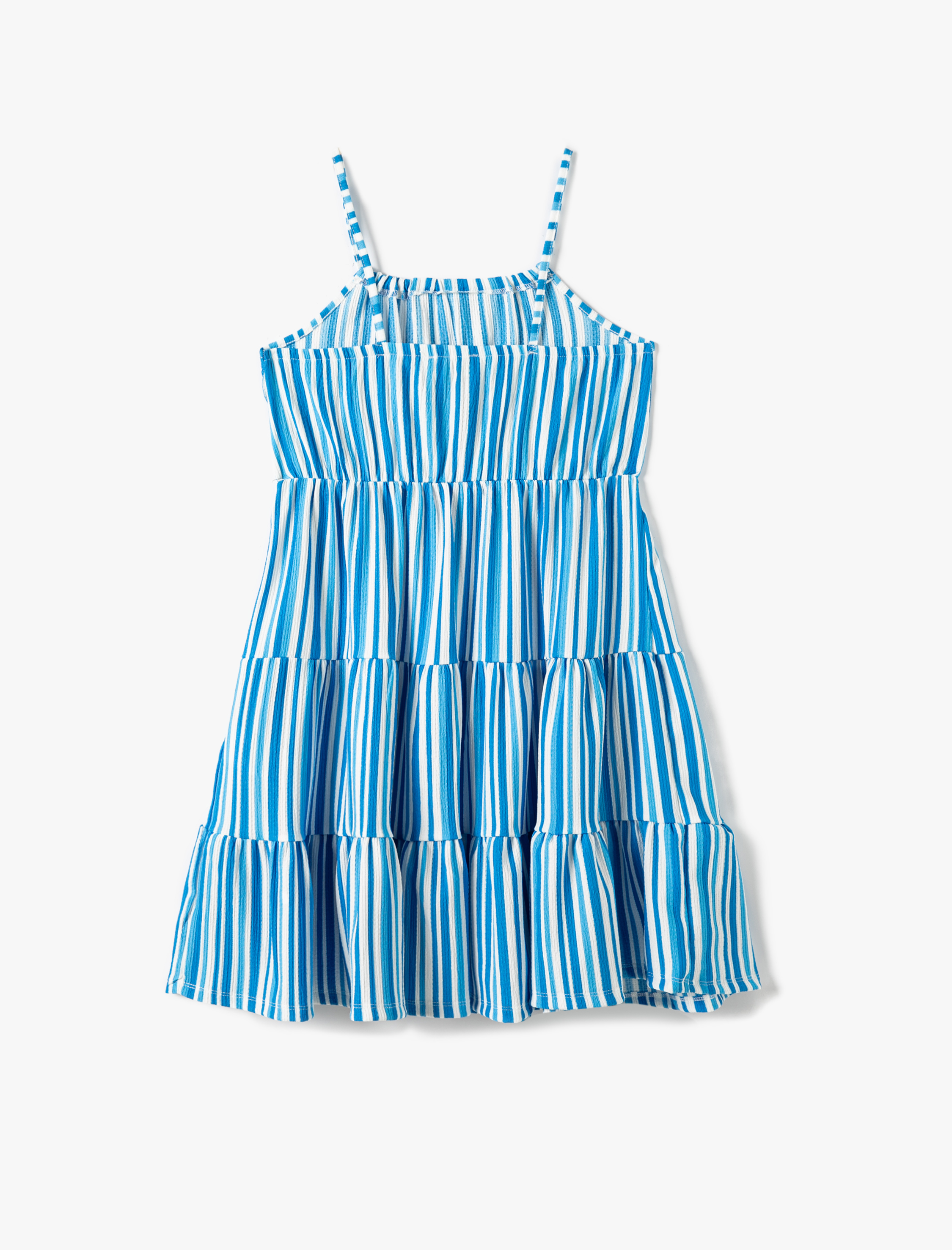  Kız Çocuk İp Askılı Midi Elbise Katlı Rahat Kesim