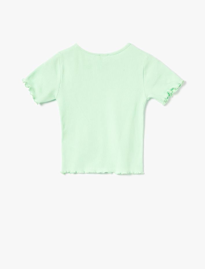 Kız Çocuk Basic Tişört Kısa Kollu Bisiklet Yaka Ribanalı Pamuklu