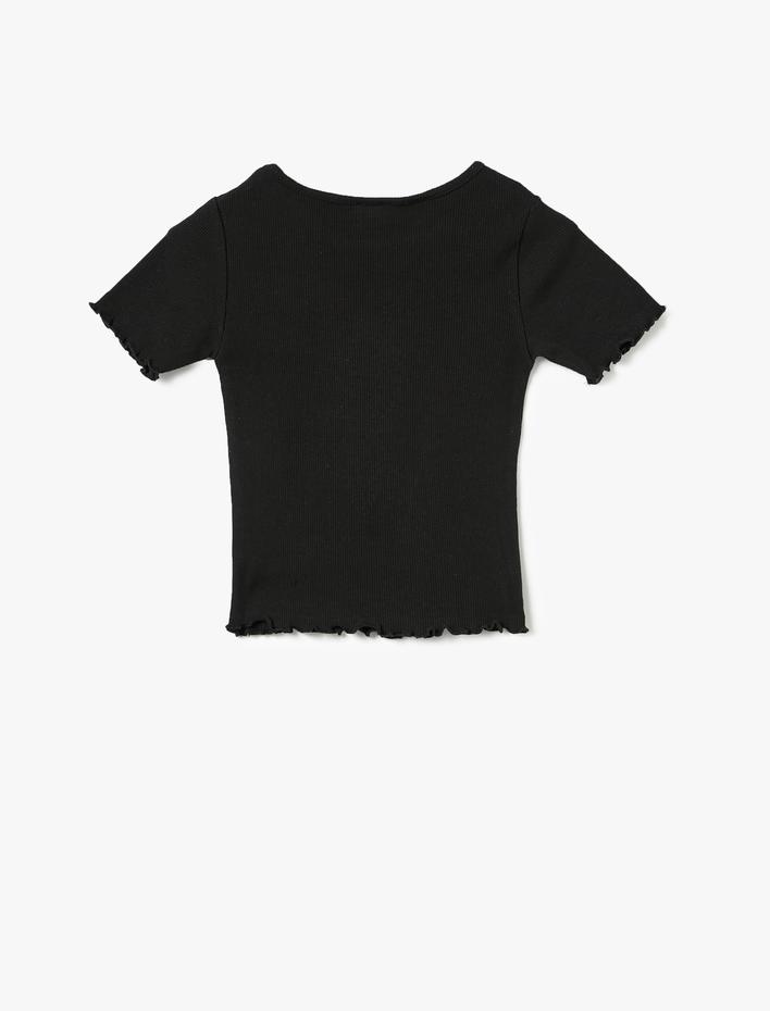 Kız Çocuk Basic Tişört Kısa Kollu Bisiklet Yaka Ribanalı Pamuklu