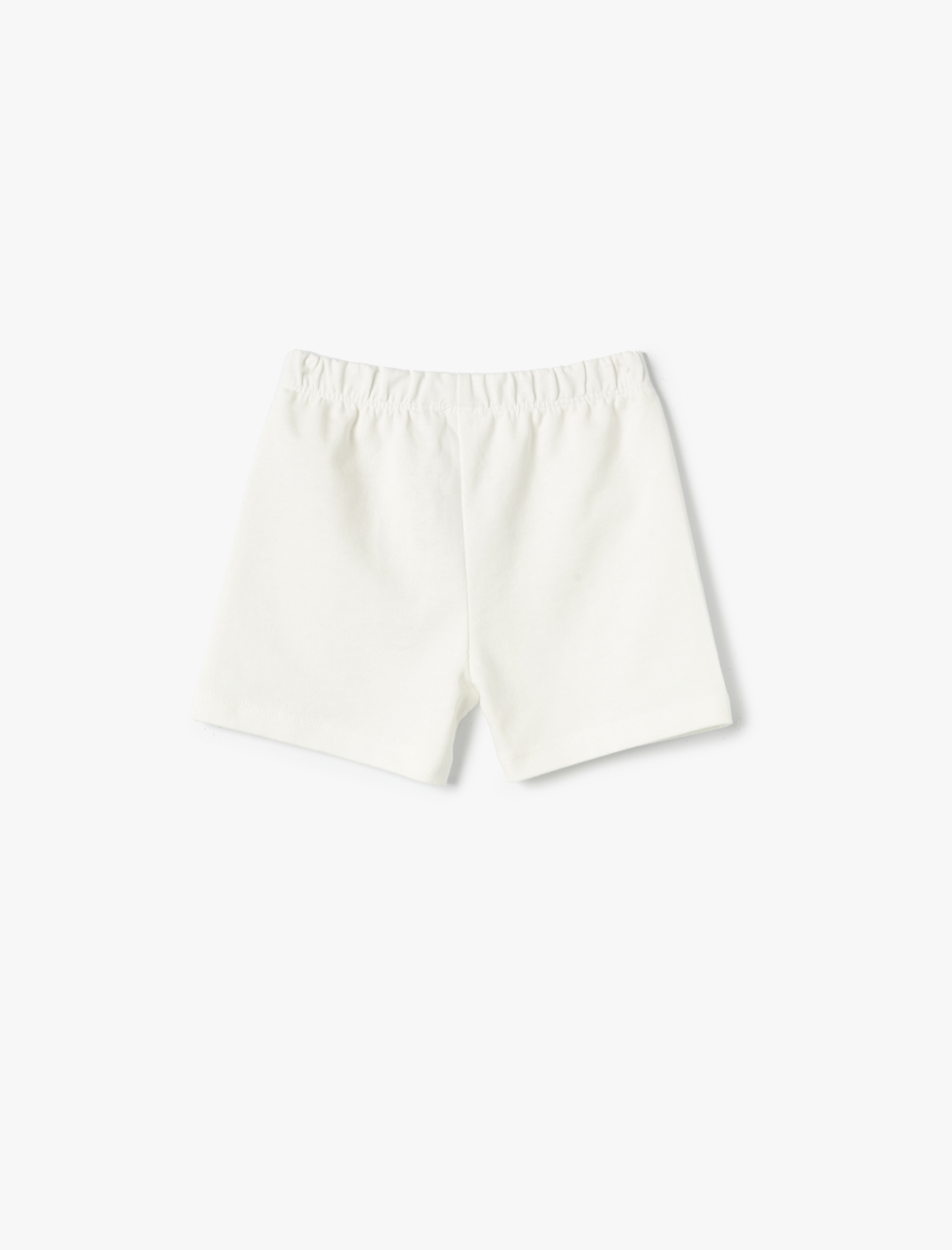  Erkek Bebek Beli Bağcıklı Şort Slogan Baskılı Pamuklu