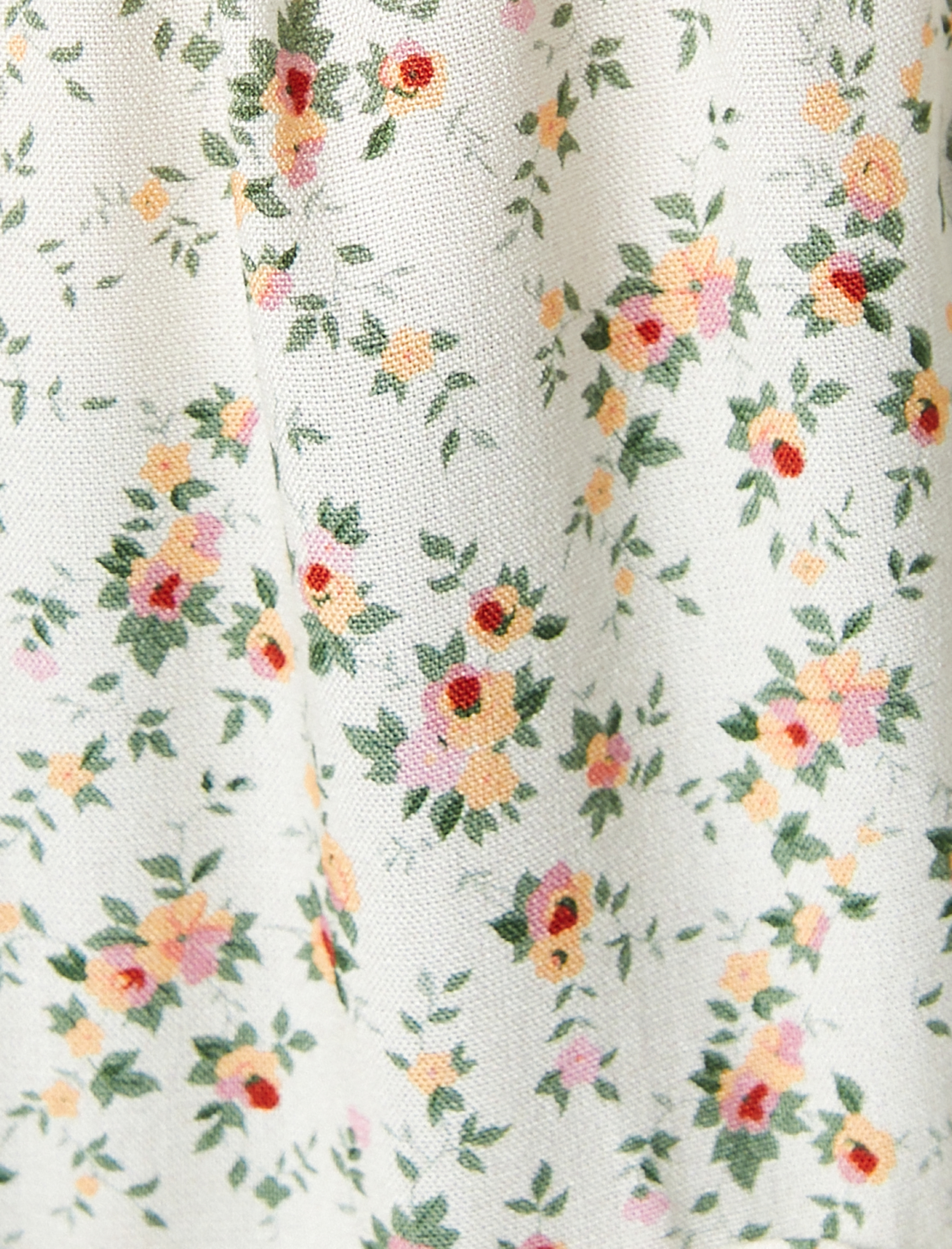   Çiçekli Mini Etek A Form Fırfır Detaylı Katlı Viskoz Kumaş